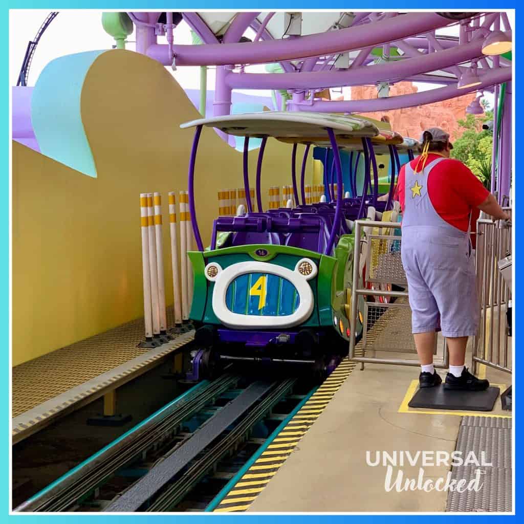 Boarding area of The High in the Sky Seuss Trolley Train Ride!™