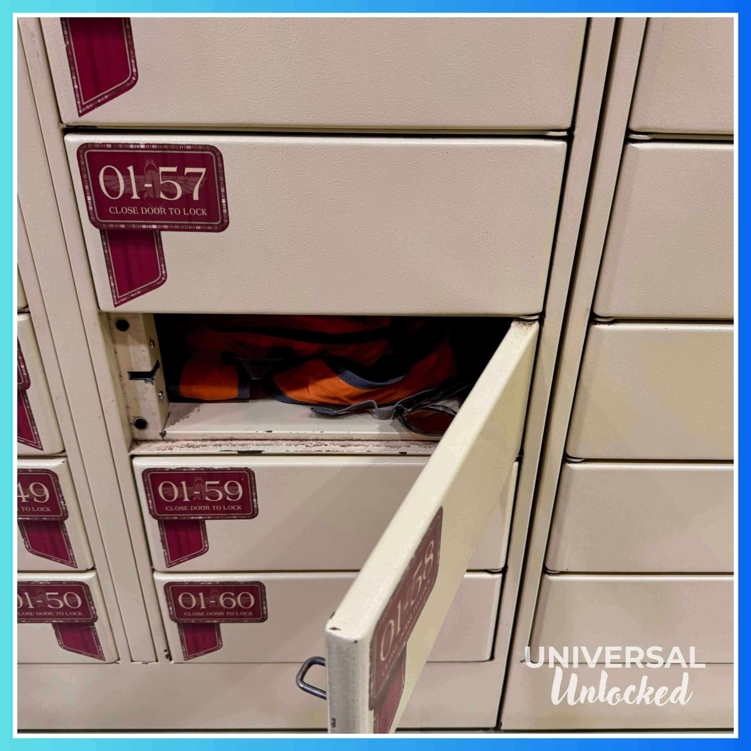 Free ride lockers at Revenge of the Mummy at Universal Studios Florida