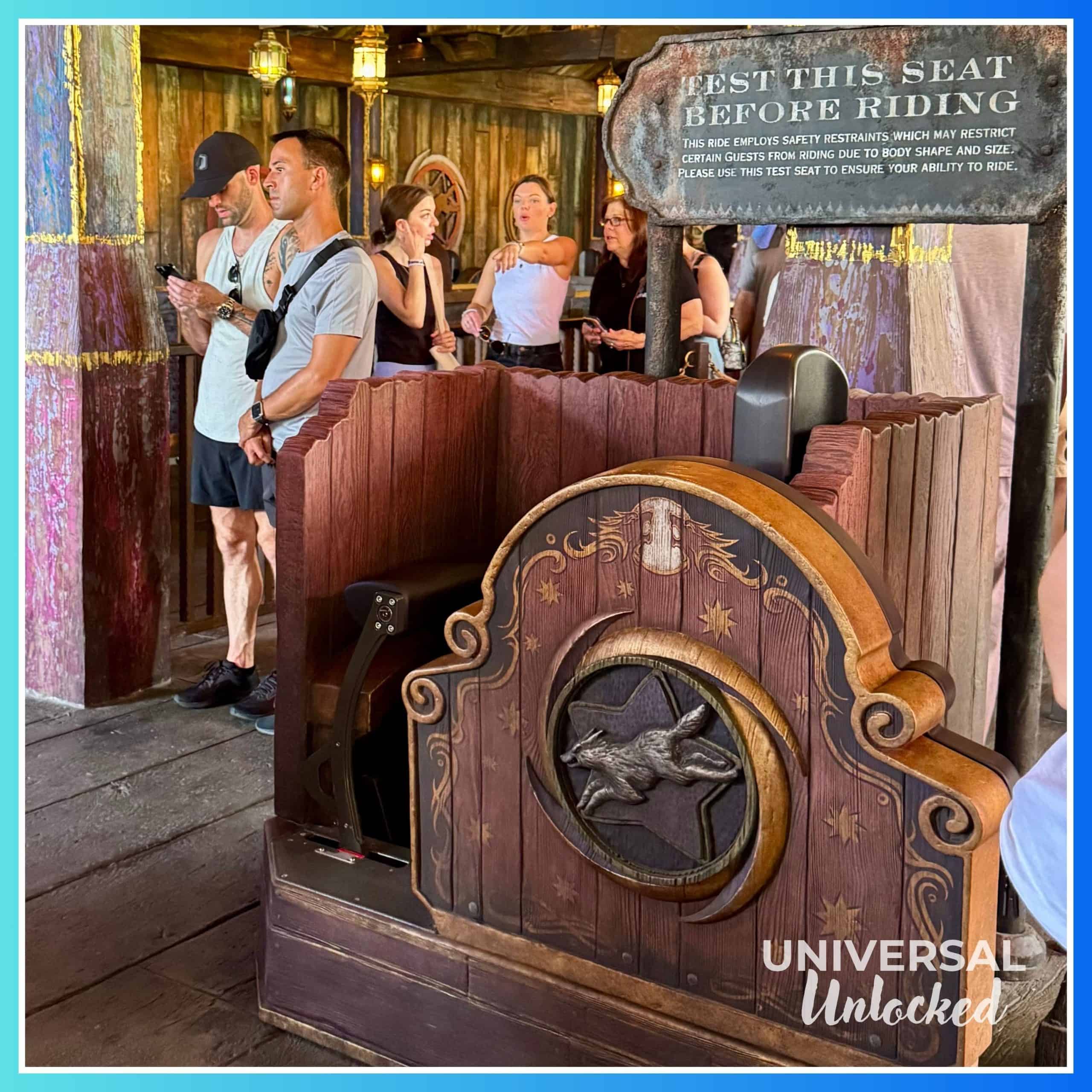 Ride test seat at Curse of the Werewolf in Dark Universe