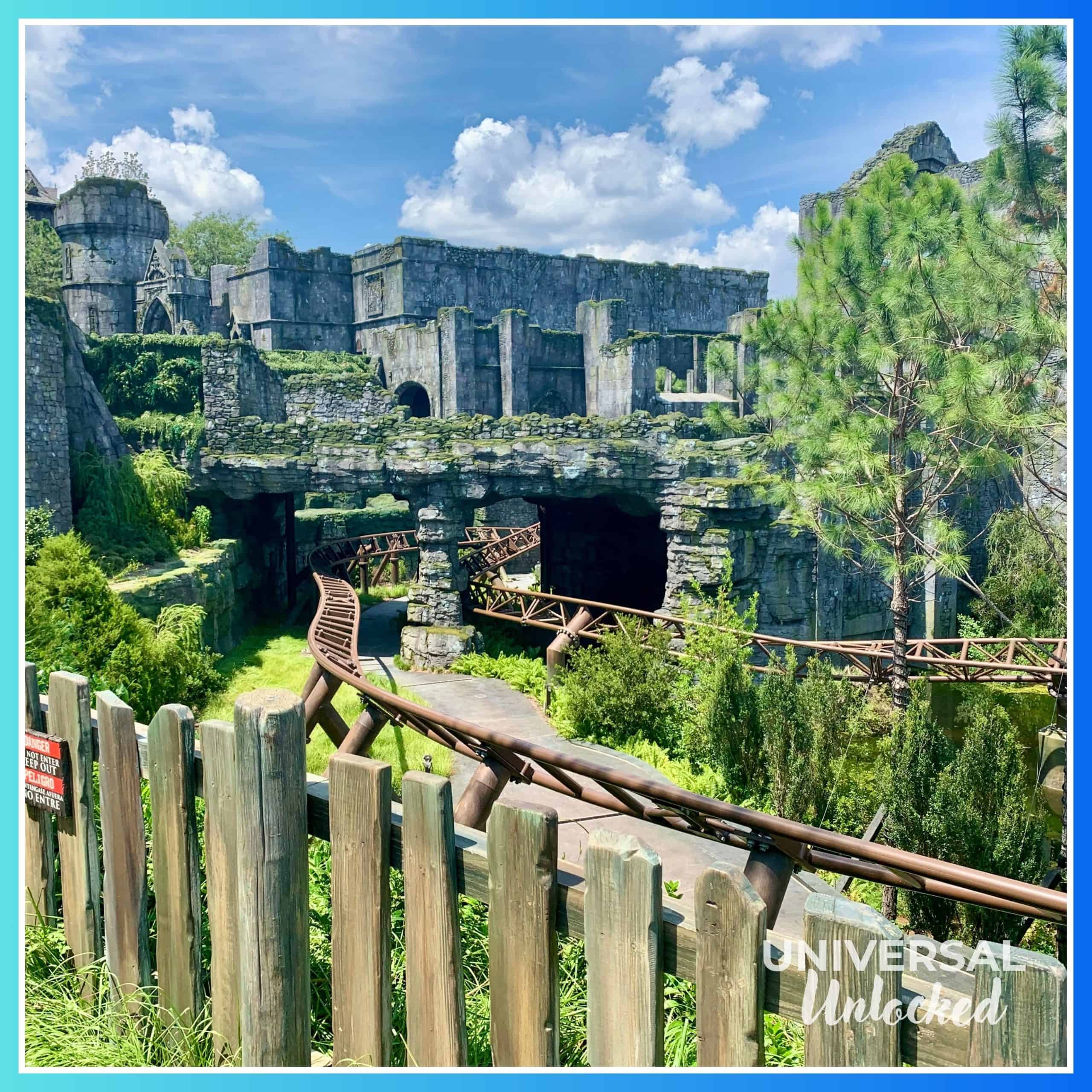 Ride track at Hagrid’s Magical Creatures Motorbike Adventure™ in The Wizarding World of Harry Potter™ – Hogsmeade™