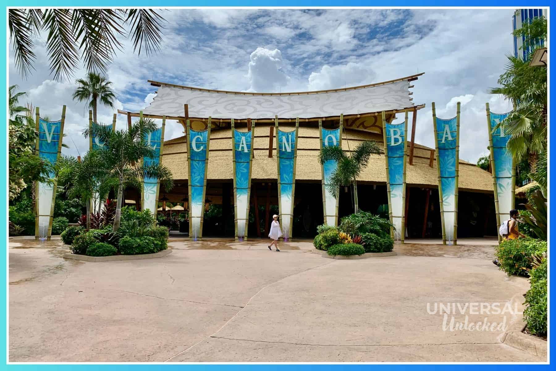 image of volcano bay entrance for universal unlocked's complete list of volcabo bay rides