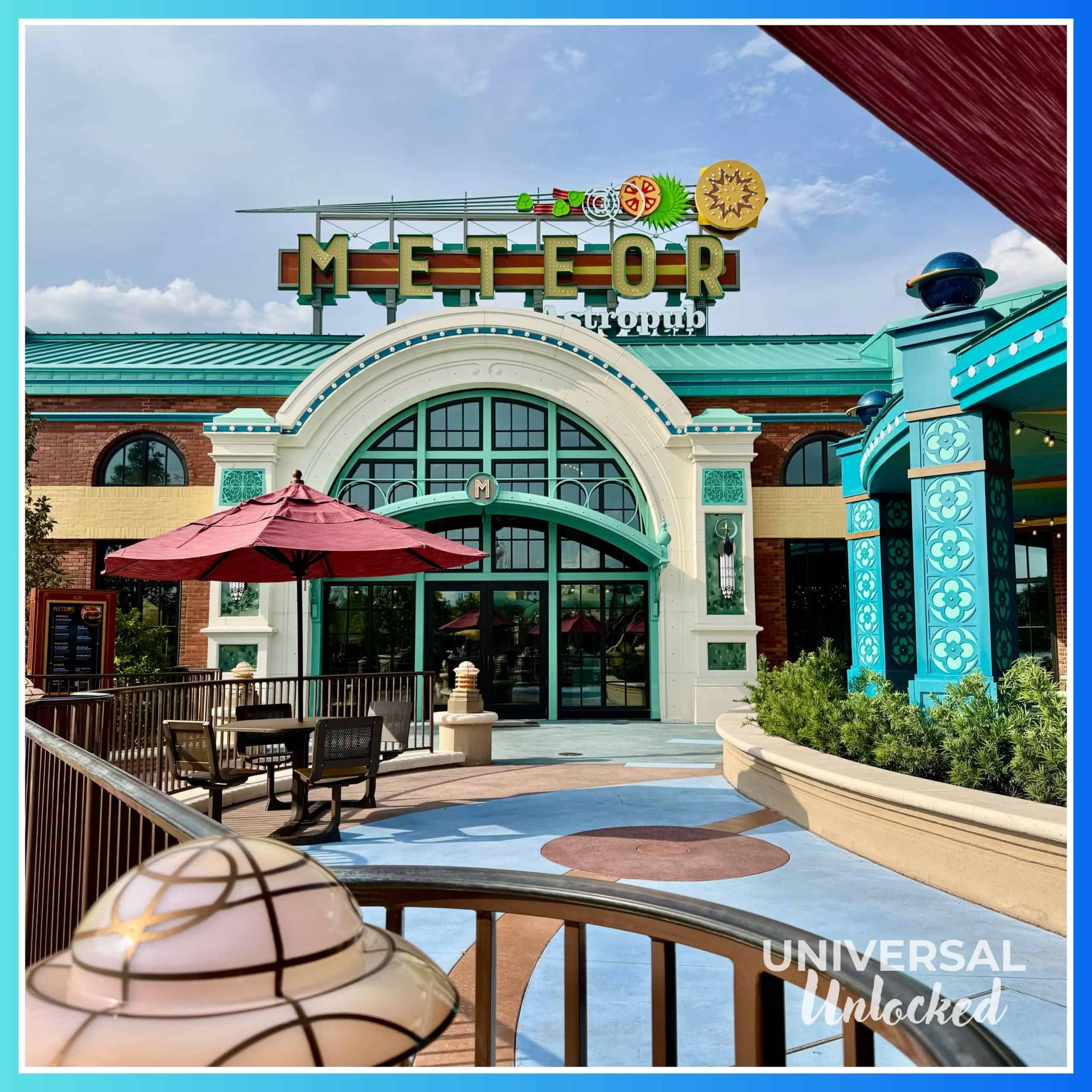 Meteor Astropub in Celestial Park, a new restaurant at EPIC Universe with great gluten free options