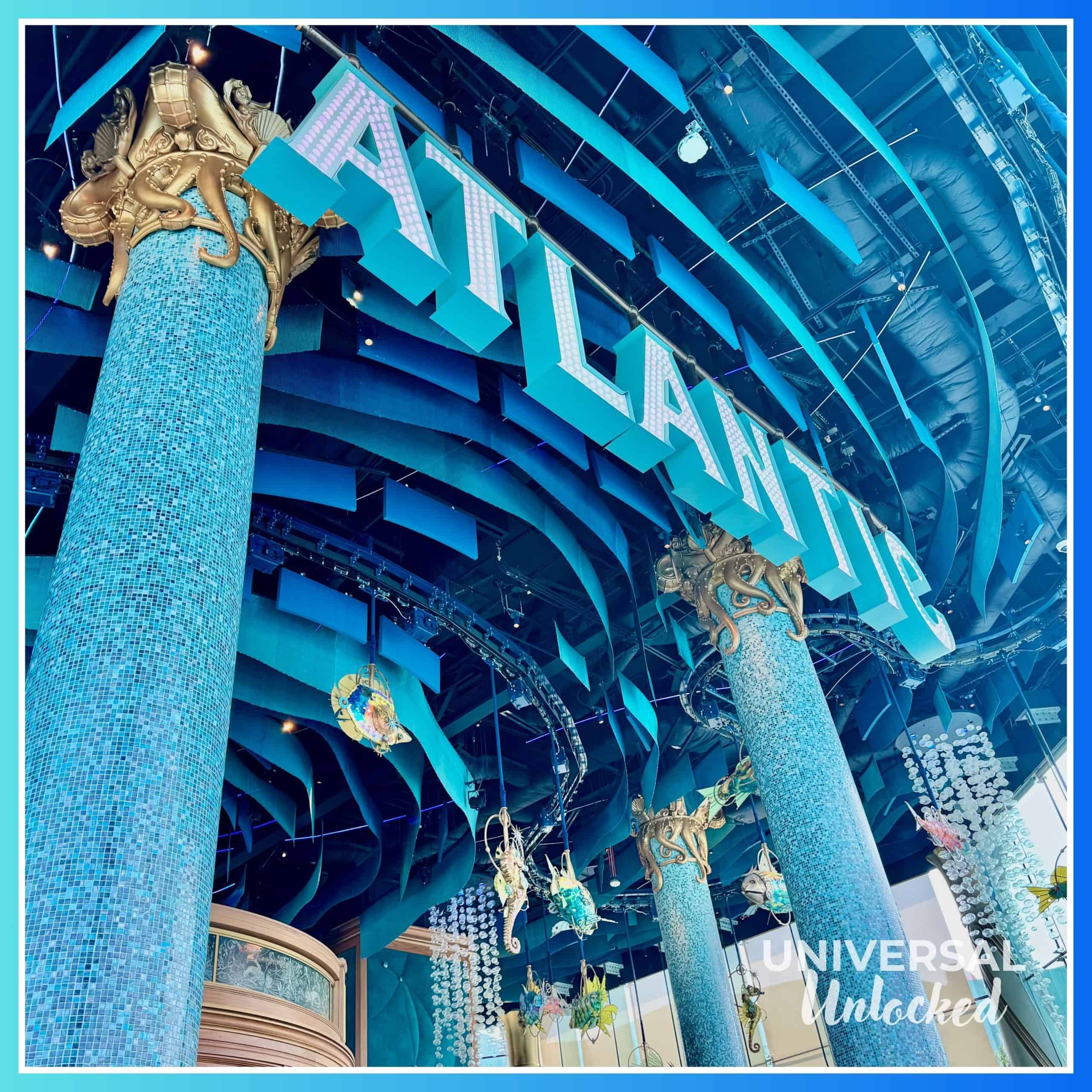 Interior sign of Atlantic restaurant at EPIC Universe