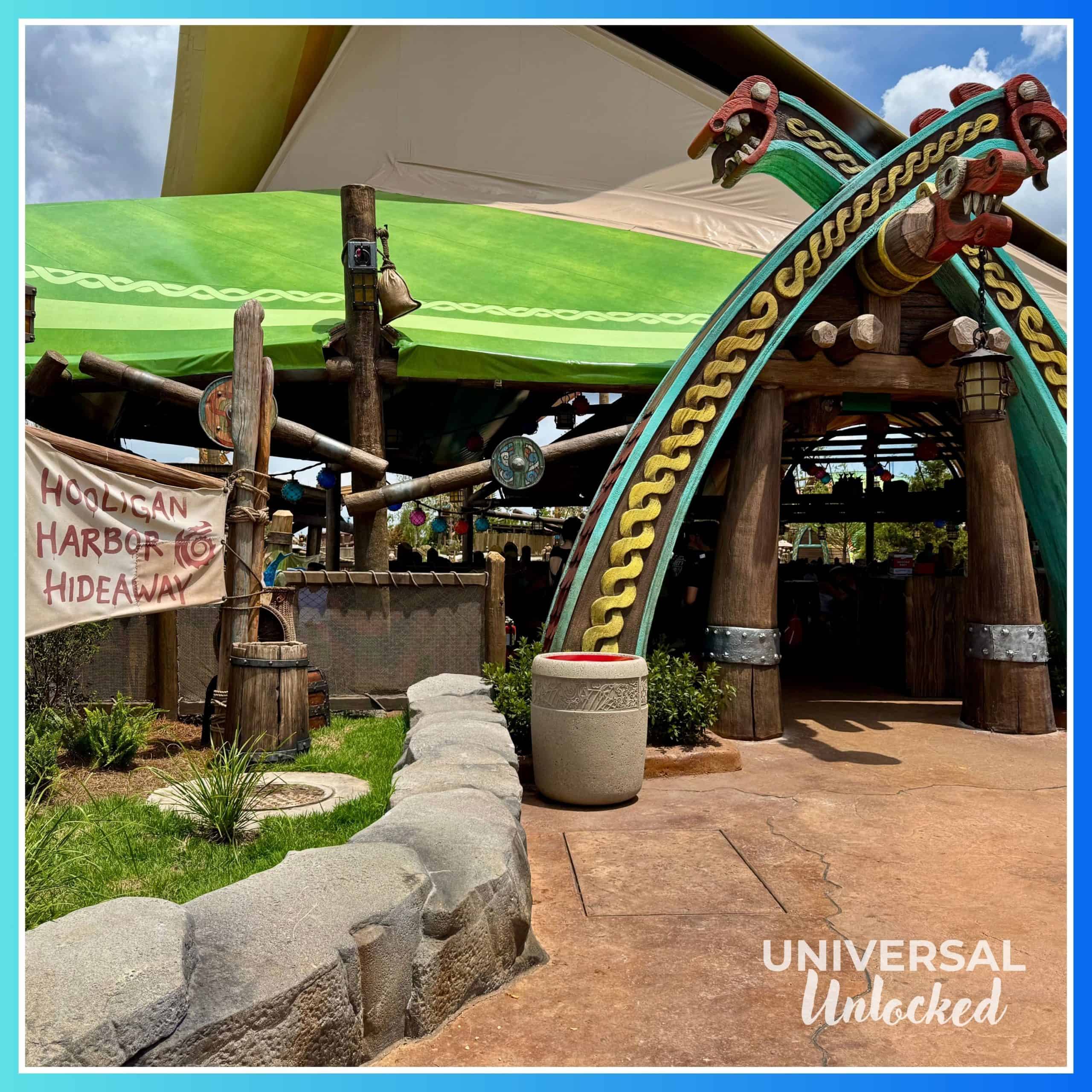 Dining area in the Isle of Berk at EPIC Universe for the Universal Unlocked gluten free at epic universe travel guide
