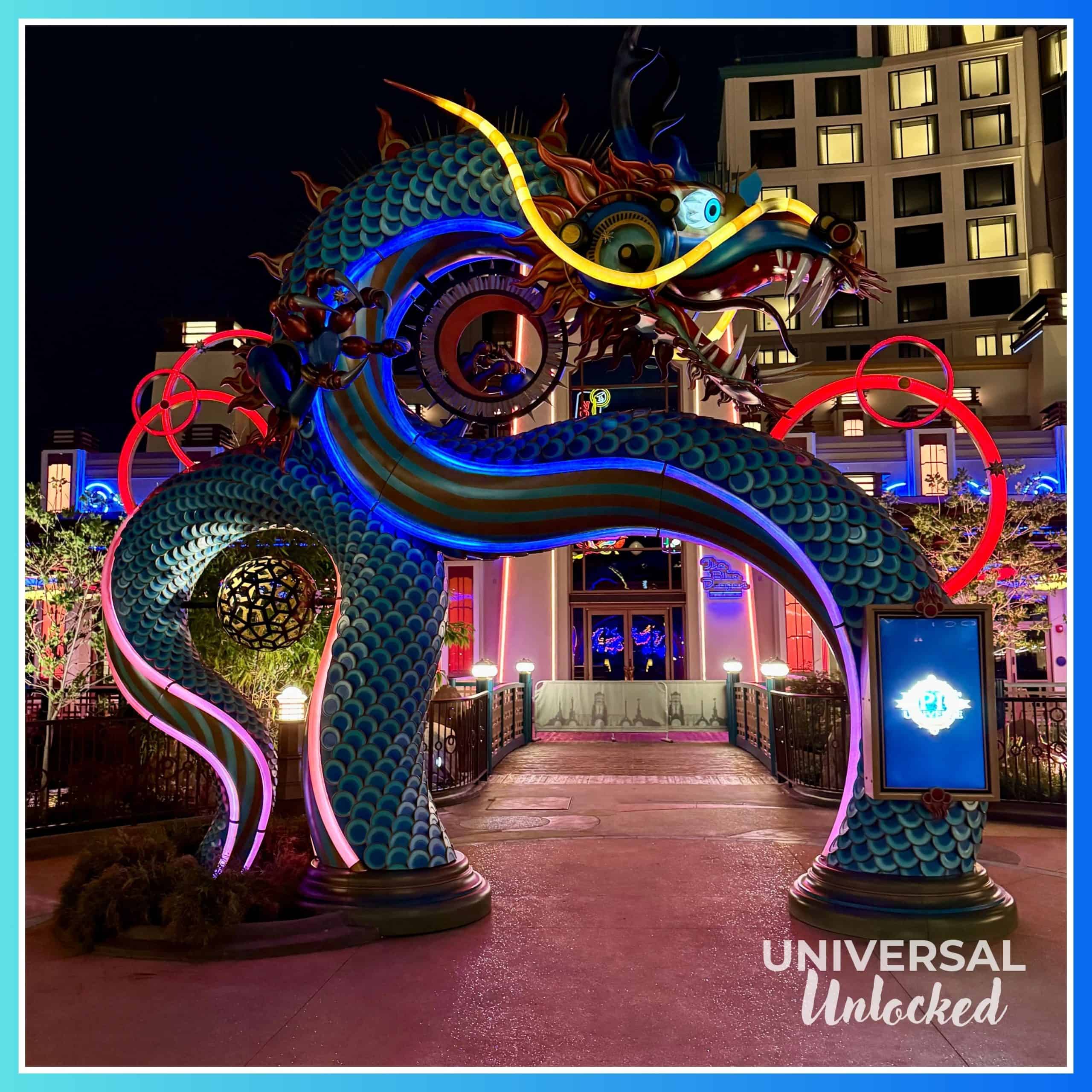 Blue Dragon Pan Asian full service restaurant in Celestial Park at EPIC Universe for the Universal Unlocked gluten free at epic universe travel guide