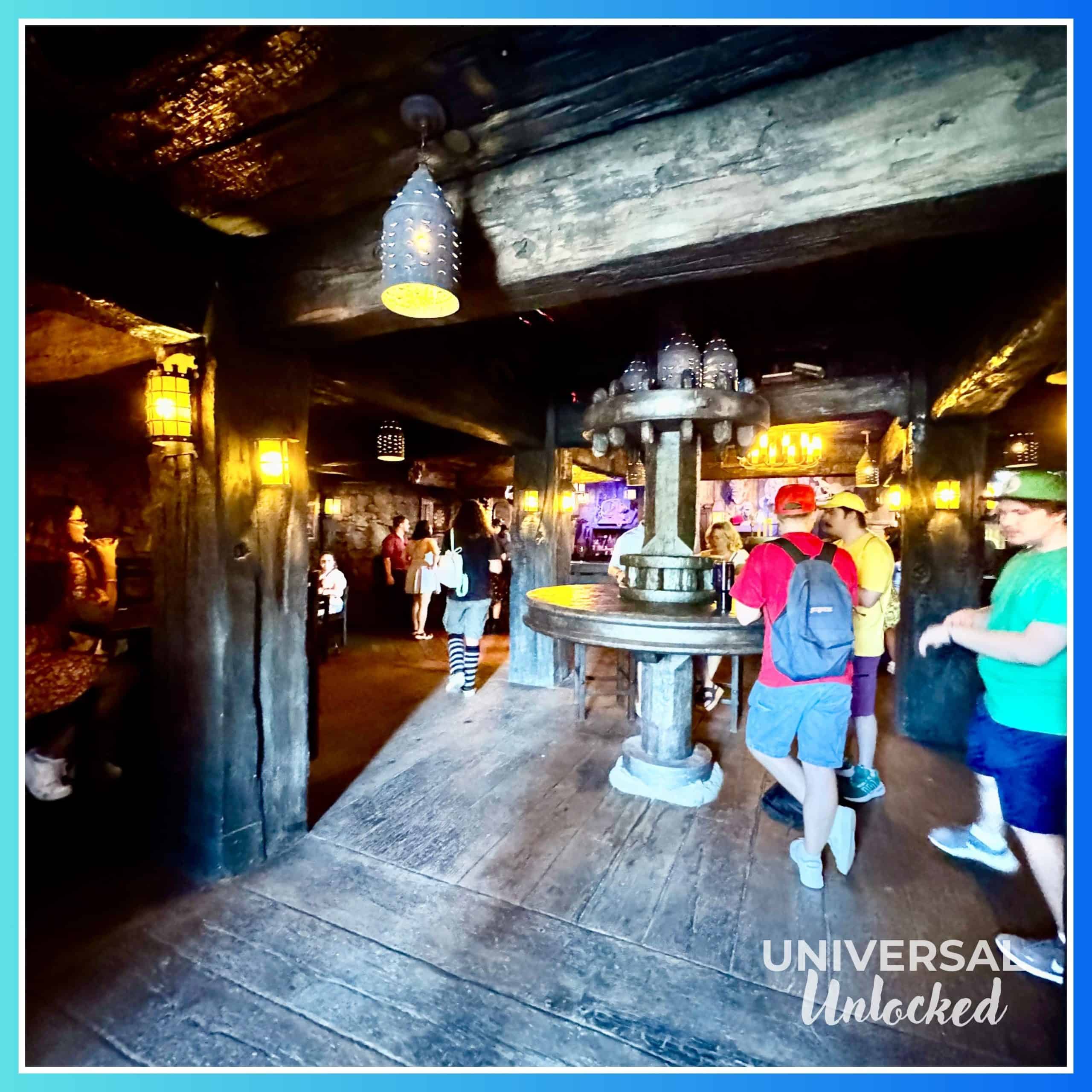 Inside the Burning Blade Tavern in Dark Universe at EPIC Universe