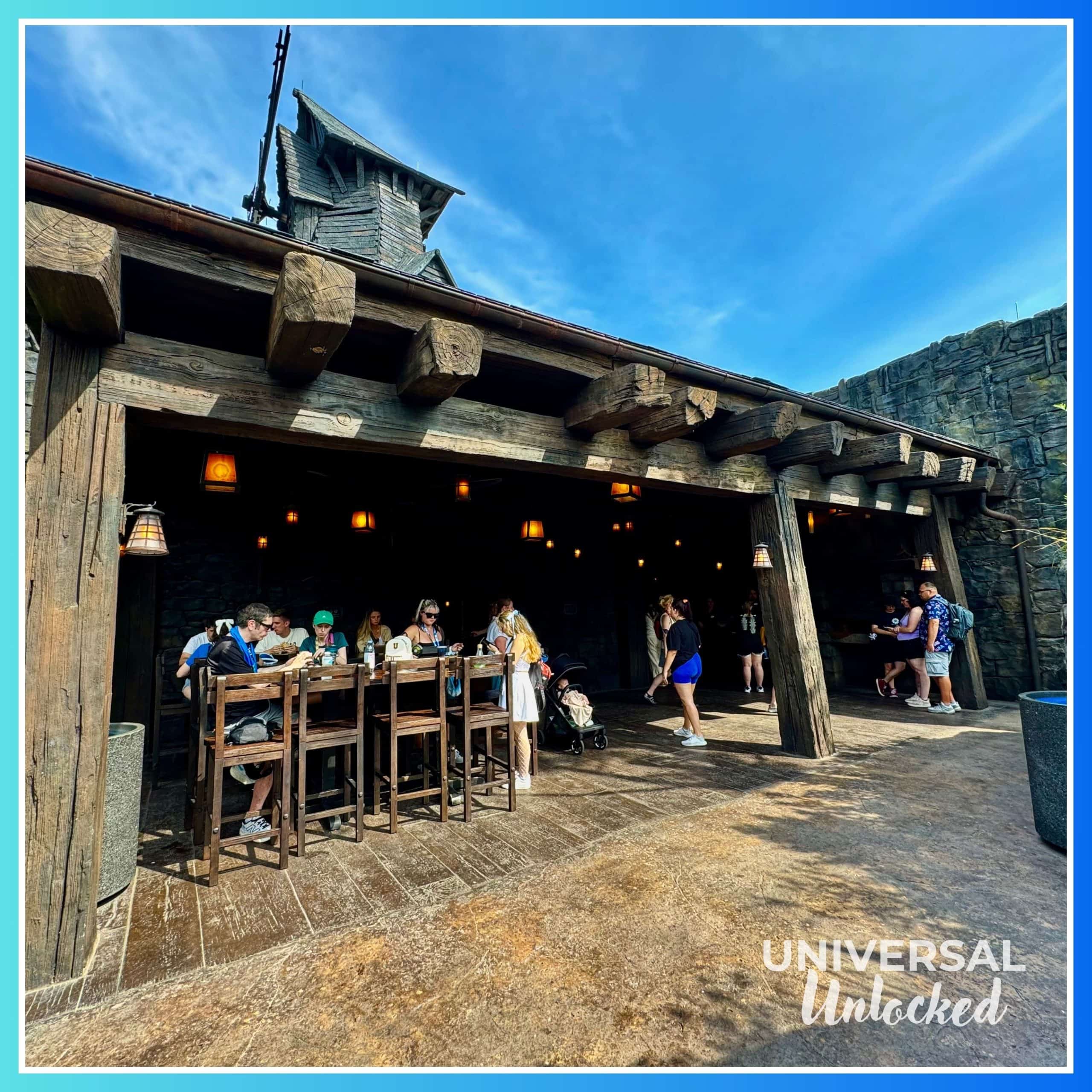 Patio at the Burning Blade Tavern in Dark Universe at EPIC Universe