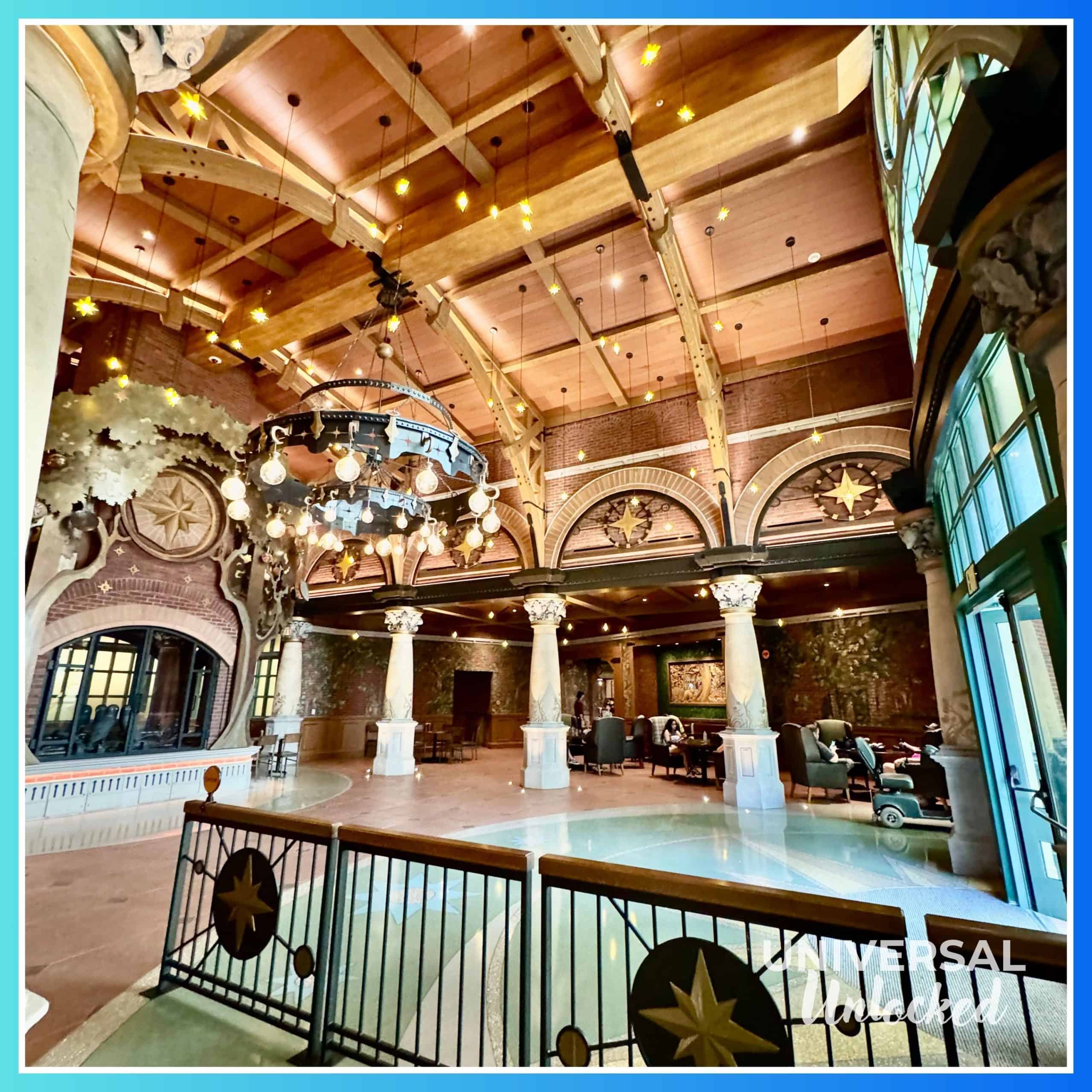 Lobby at the Oak & Star Tavern, a new restaurant at EPIC Universe with great gluten free options
