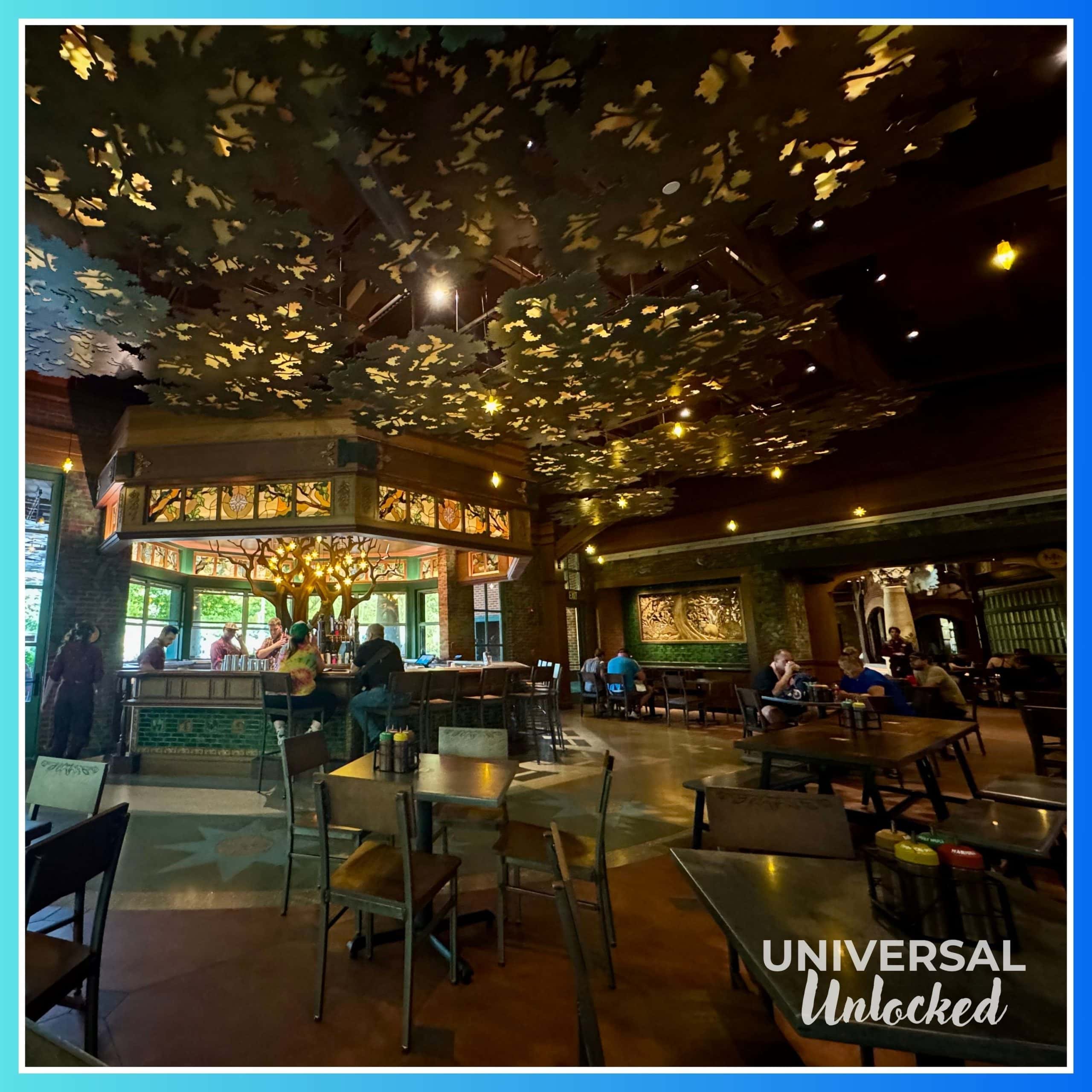 The Plastered Owl bar, a new bar at EPIC Universe with great gluten free options