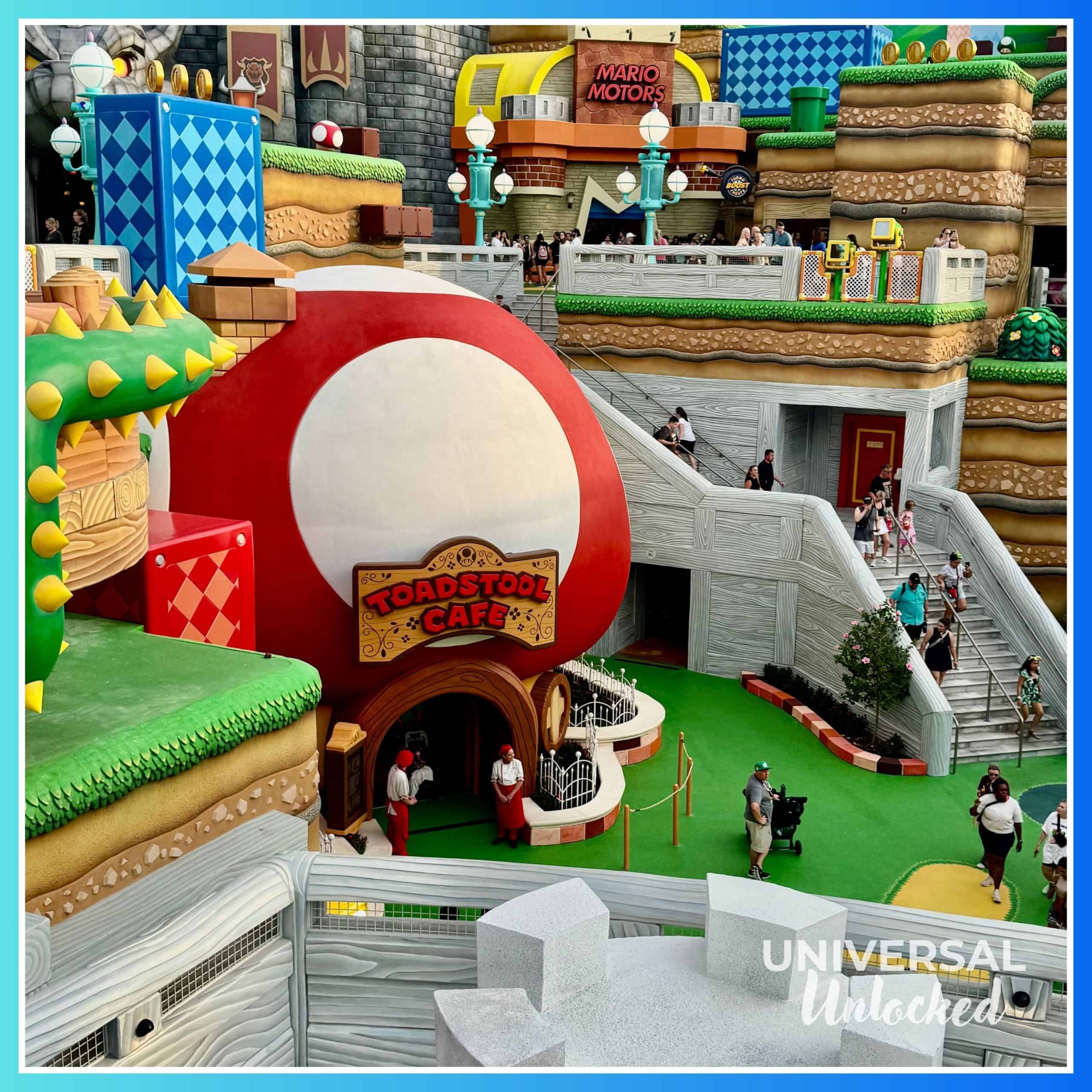 Toadstool Cafe at Super Nintendo World at EPIC Universe for the Universal Unlocked gluten free at epic universe travel guide
