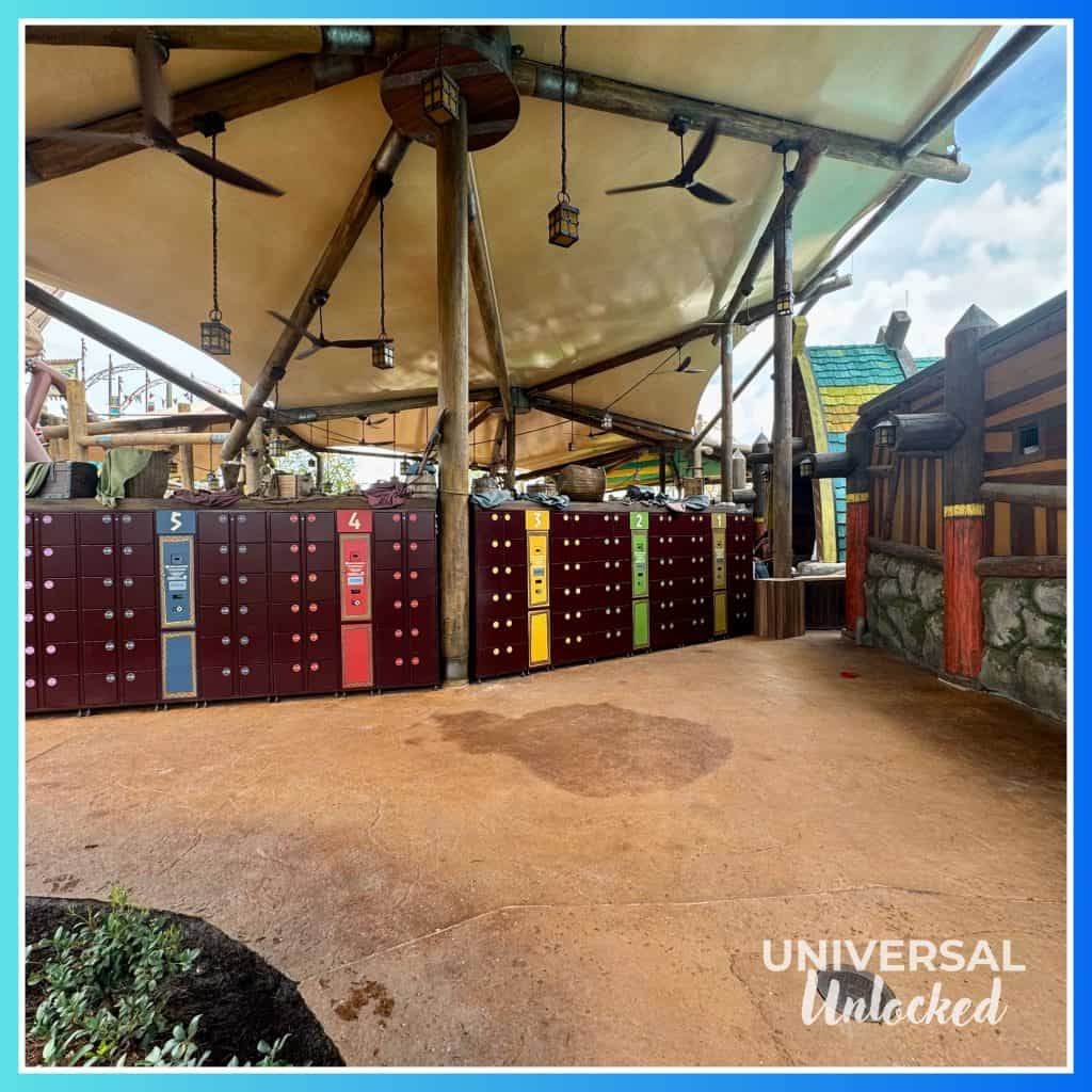 Hiccup's Wing Gliders ride lockers in the Isle of Berk for the Universal Unlocked EPIC Universe Ride Rank 2025