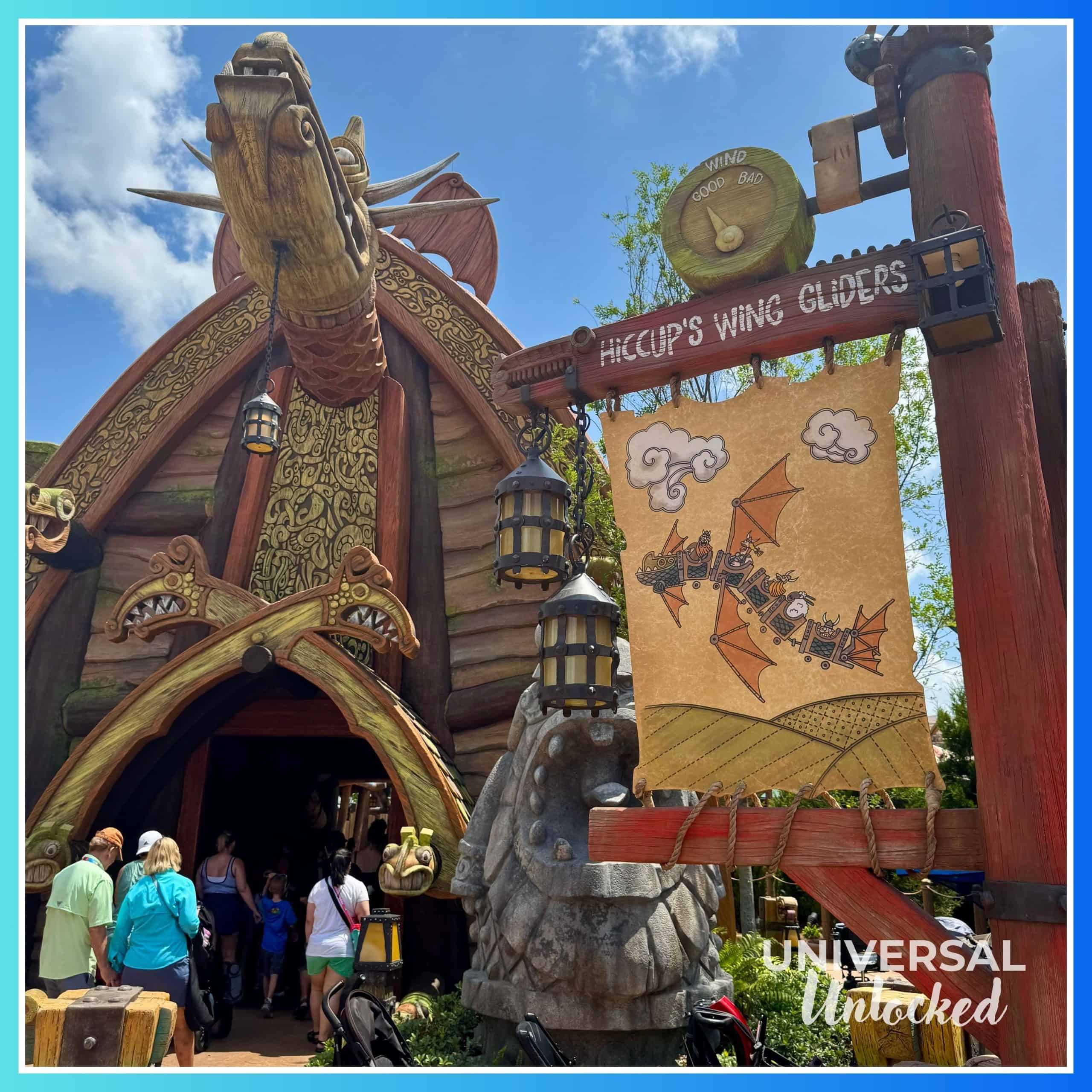 Hiccup's Wing Gliders in the Isle of Berk for the Universal Unlocked EPIC Universe Ride Rank 2025