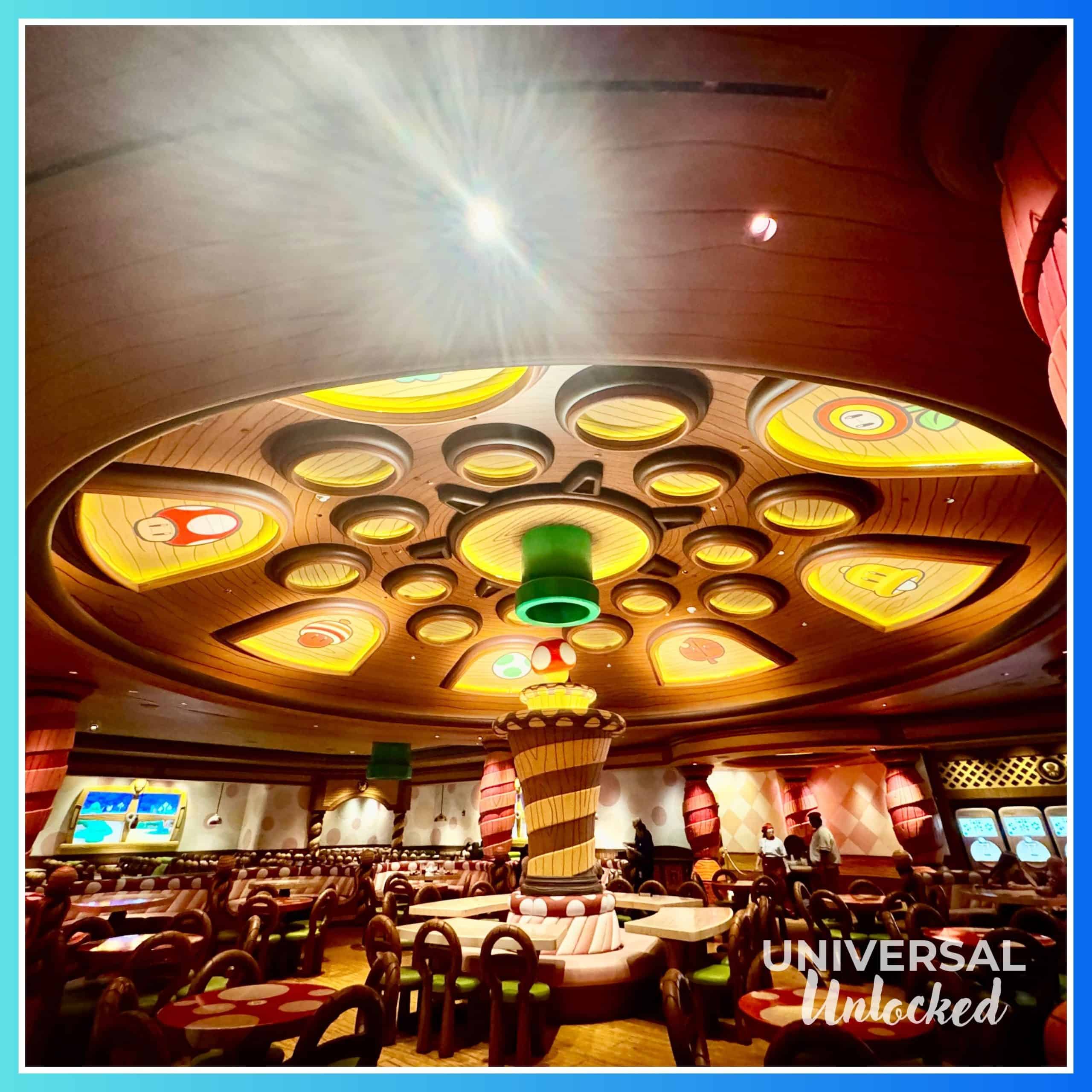 Interior of Toadstool Cafe in SUPER NINTENDO WORLD at EPIC Universe