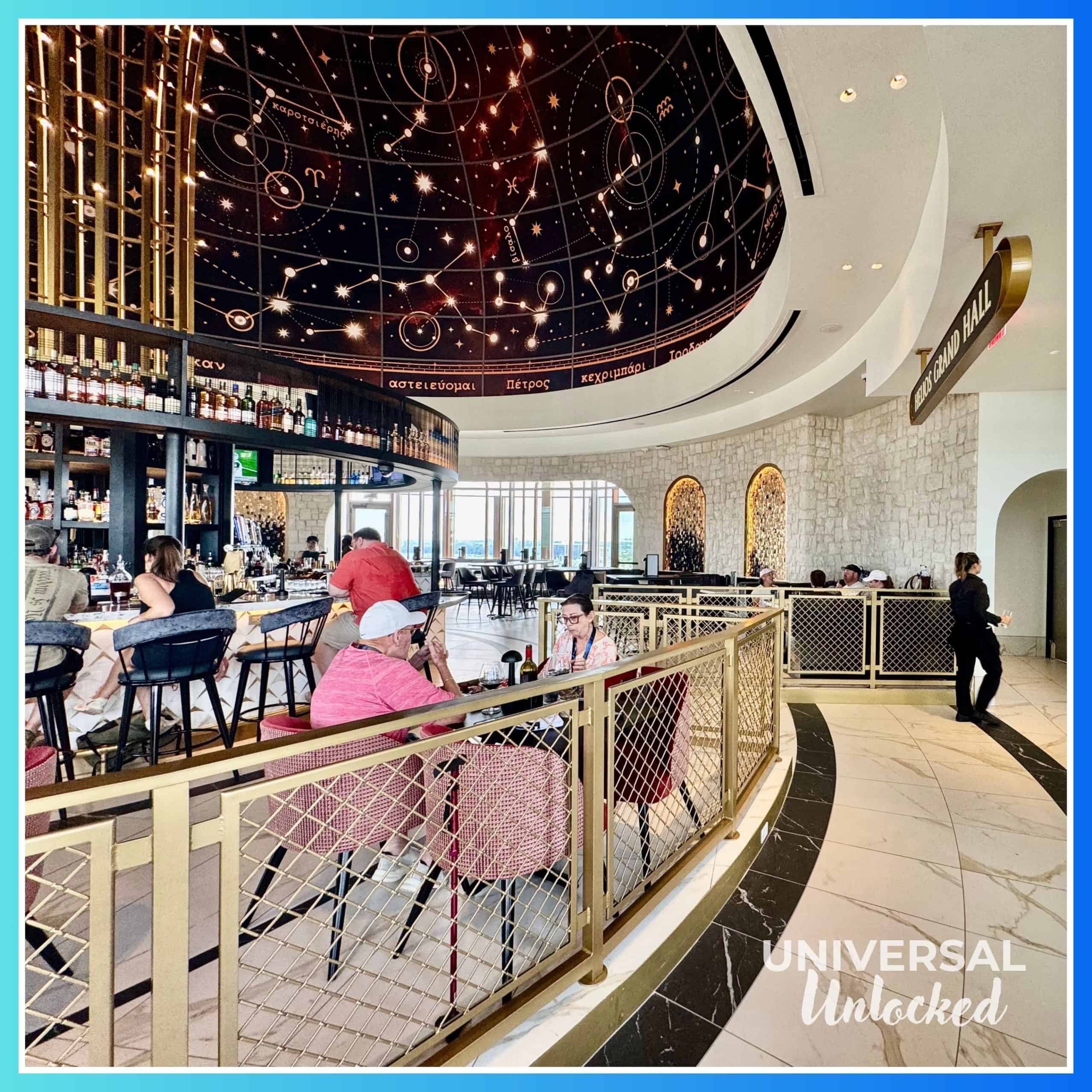 Inside Bar Helios at the Helios Grand Hotel for Universal Unlocked's gluten free guide to epic universe hotels