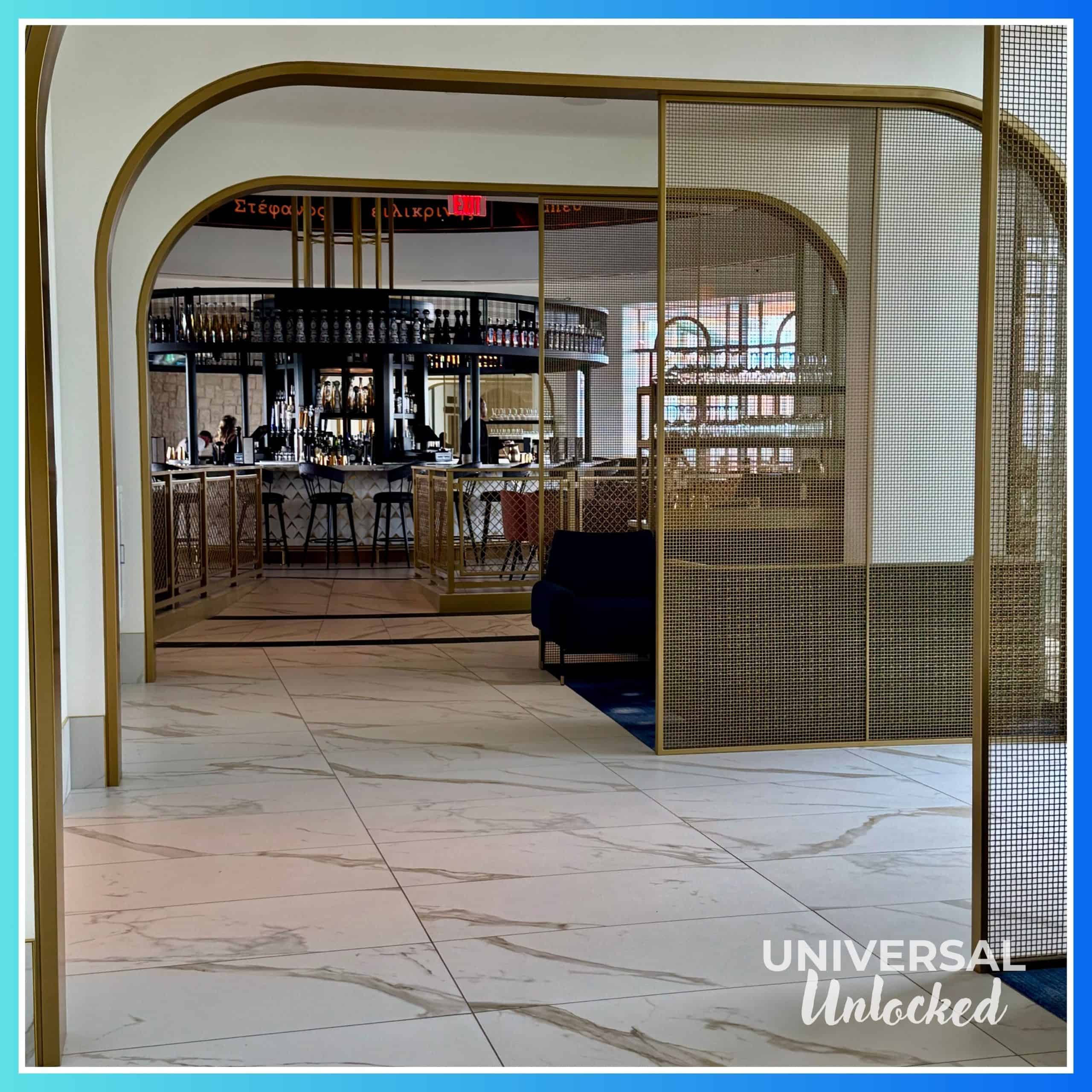 Lobby at Bar Helios at the Helios Grand Hotel for Universal Unlocked's gluten free guide to epic universe hotels