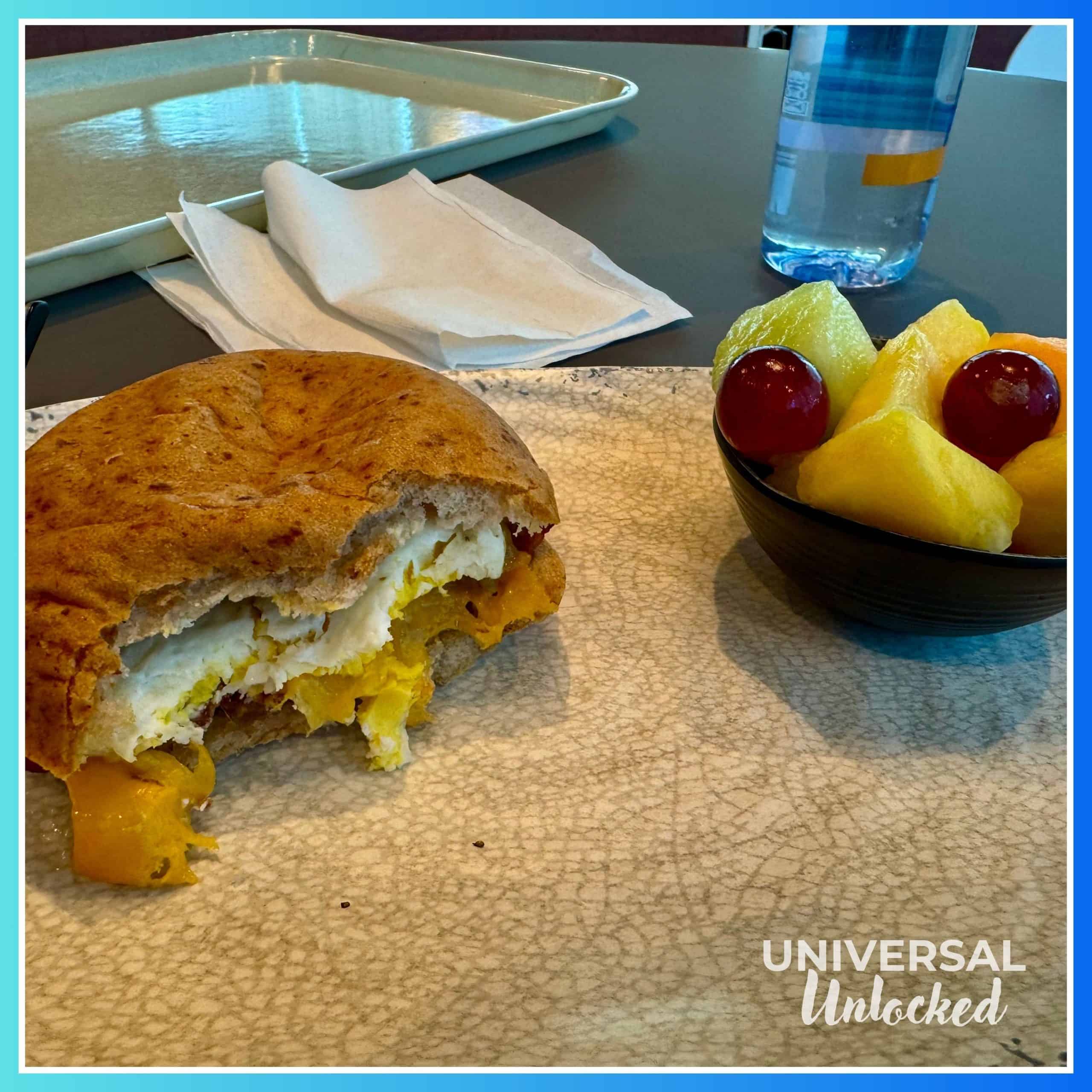 Bacon, Egg, and Cheese breakfast sandwich at Omega Cafe at Terra Luna Resort