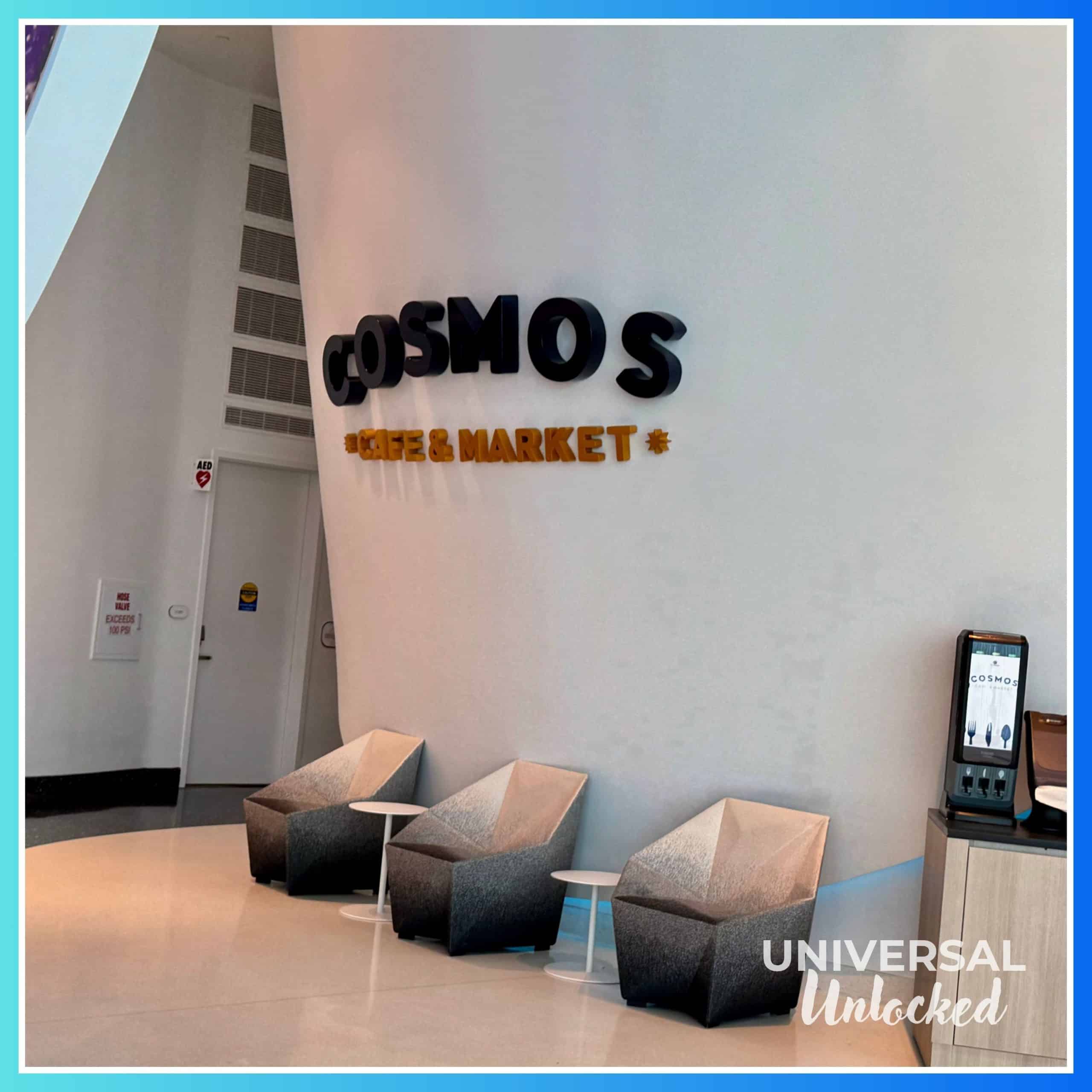 Entrance to Cosmos Cafe & Market at Stella Nova Resort