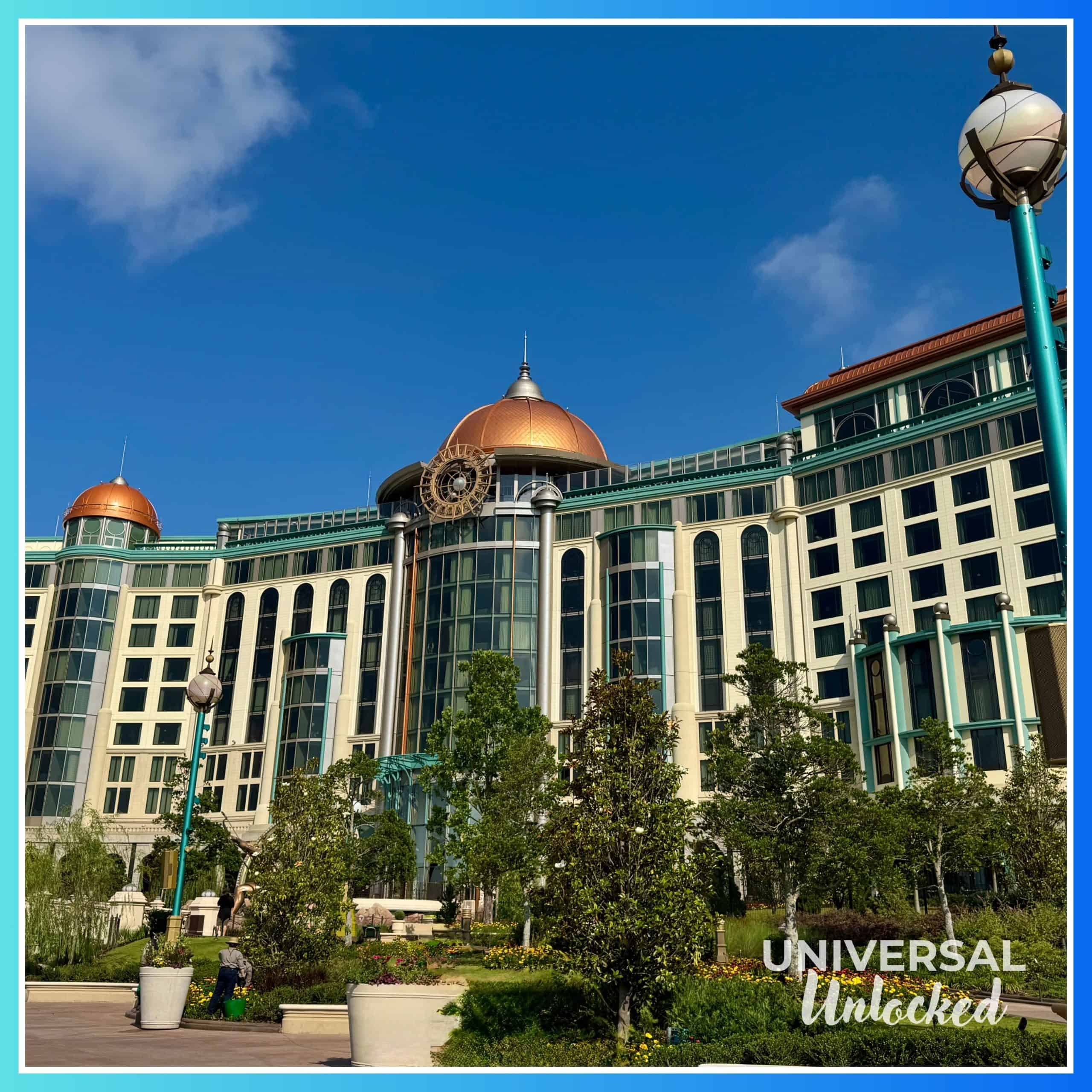 The Helios Grand Hotel, viewed from EPIC Universe theme park.