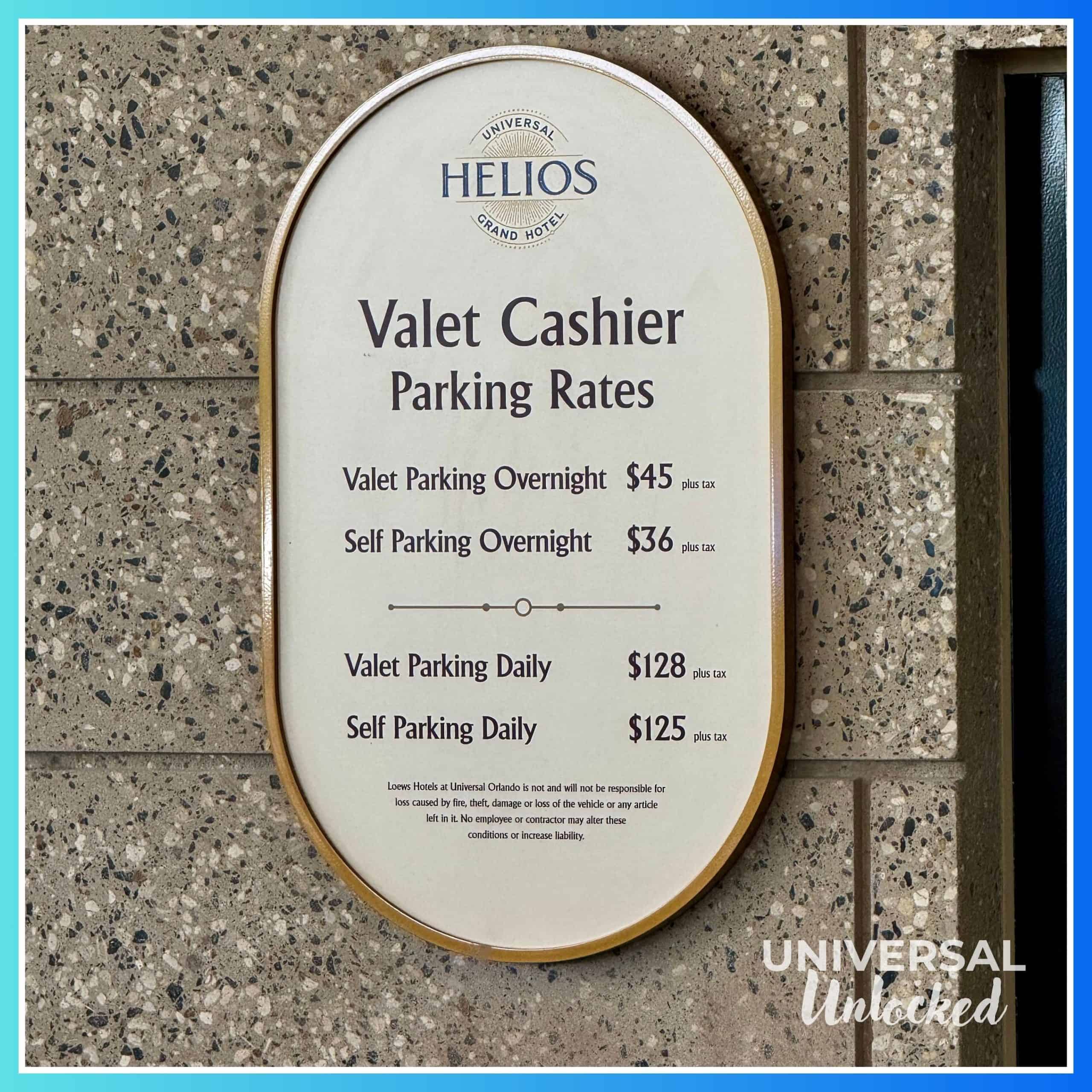 Parking rates at the Helios Grand Hotel
