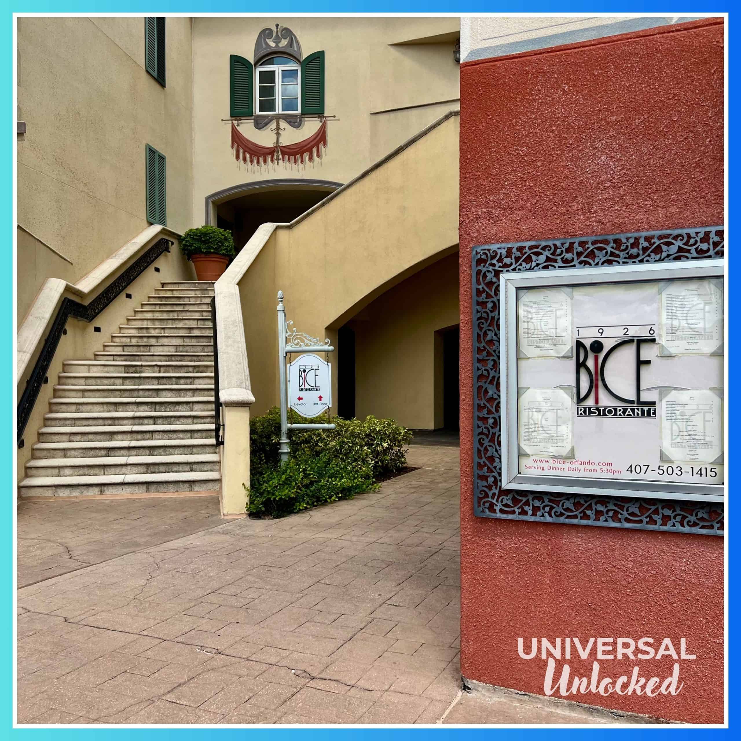 BICE Ristorante exterior on the Harbor Piazza at Loews Portofino Bay Hotel
