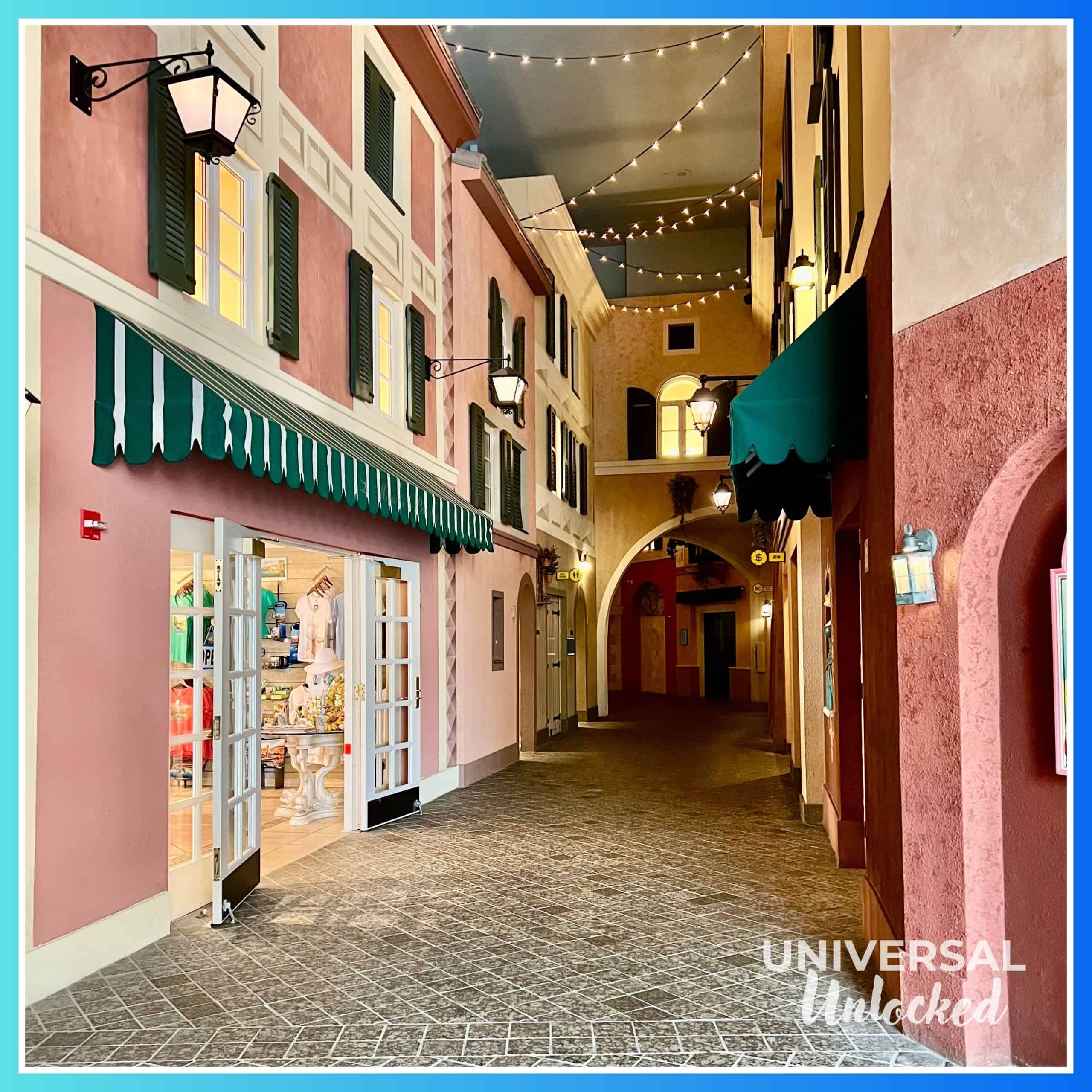 Portofino Bay hallway and hotel gift shop