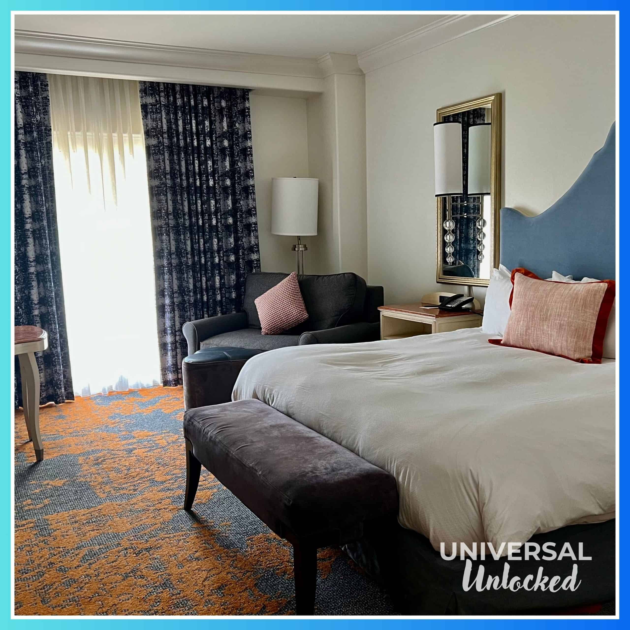 Inside a standard room at Portofino Bay Hotel