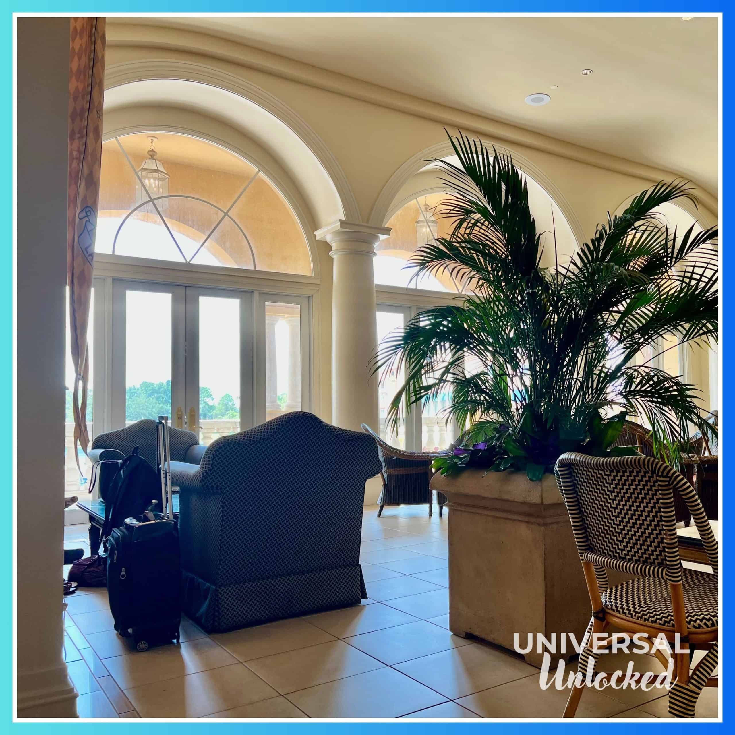 Lobby lounge at Portofino Bay Hotel for the Universal Unlocked Loews Portofino Bay Hotel Review