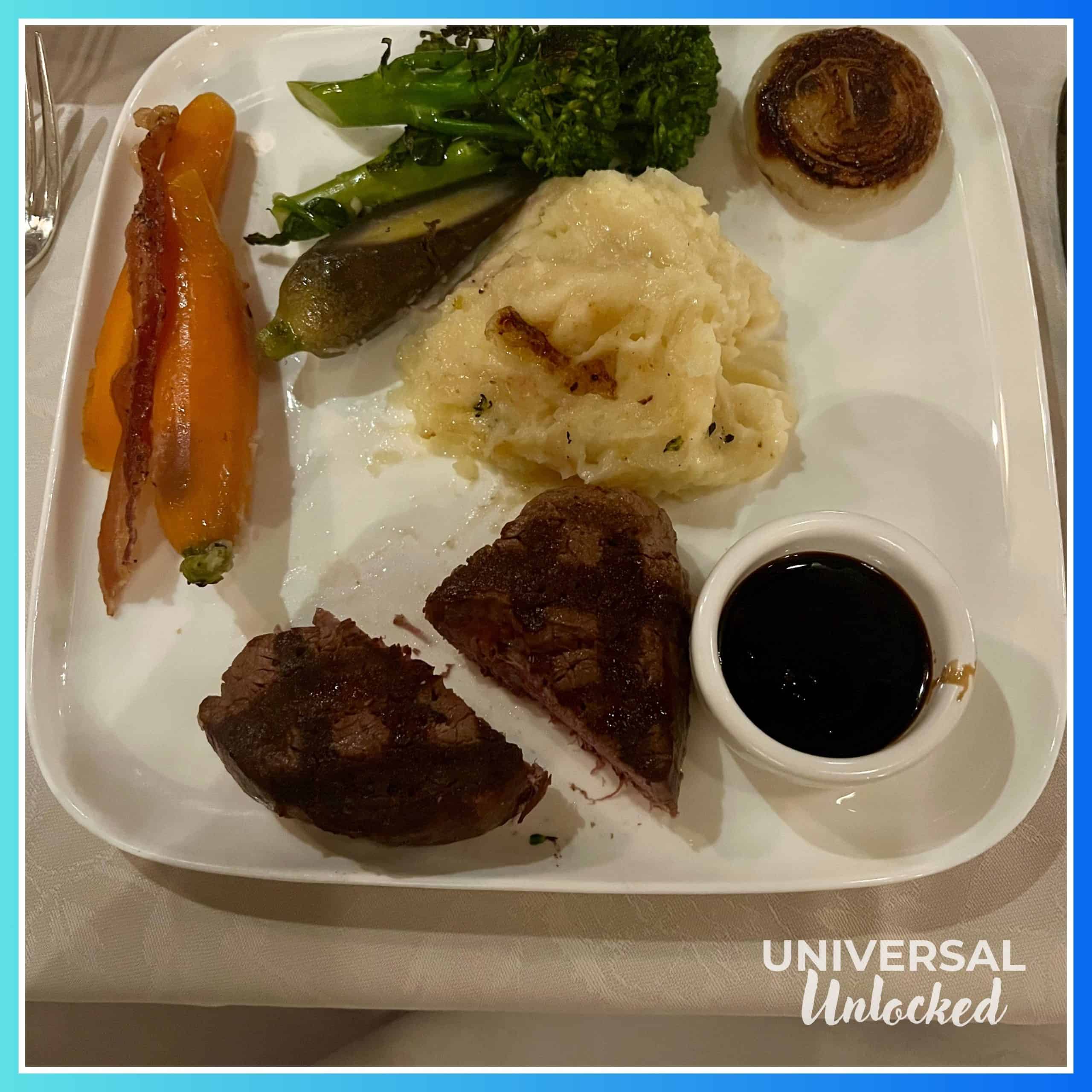Steak and potato dinner at Mama Della's Ristorante at Loews Portofino Bay Hotel