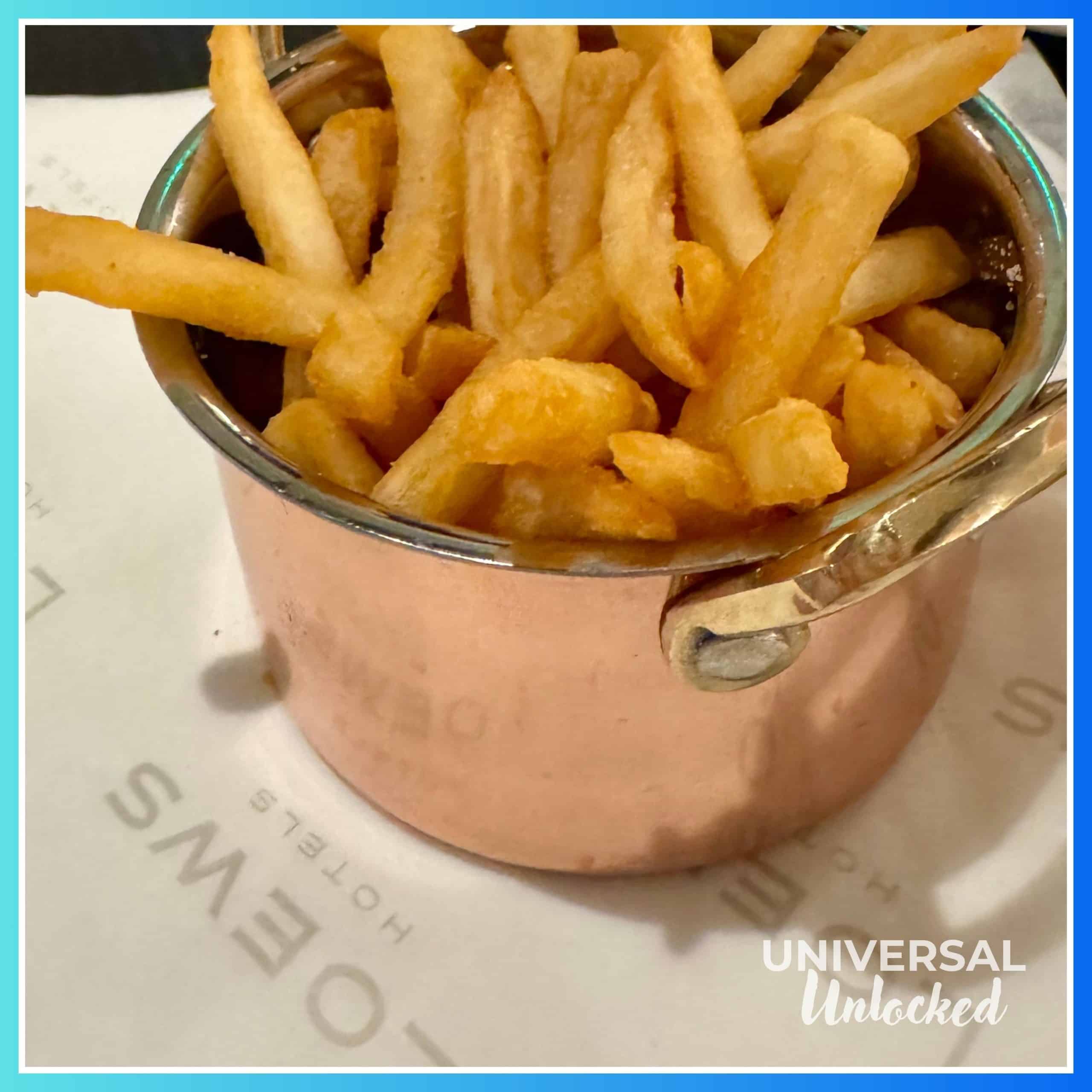 Gluten free fries at Trattoria del Porto at Portofino Bay Hotel