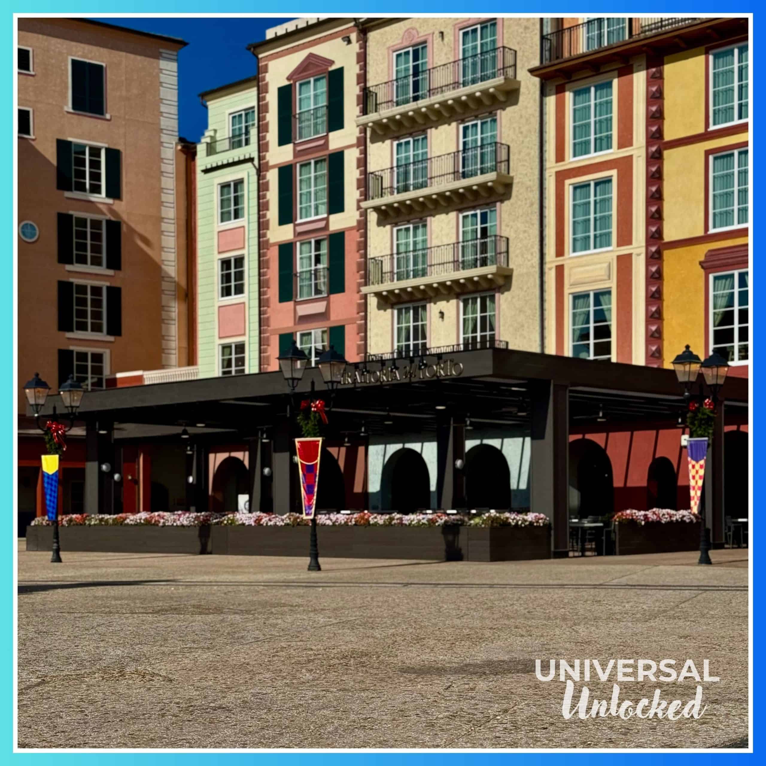 Trattoria del Porto patio at Portofino Bay Hotel