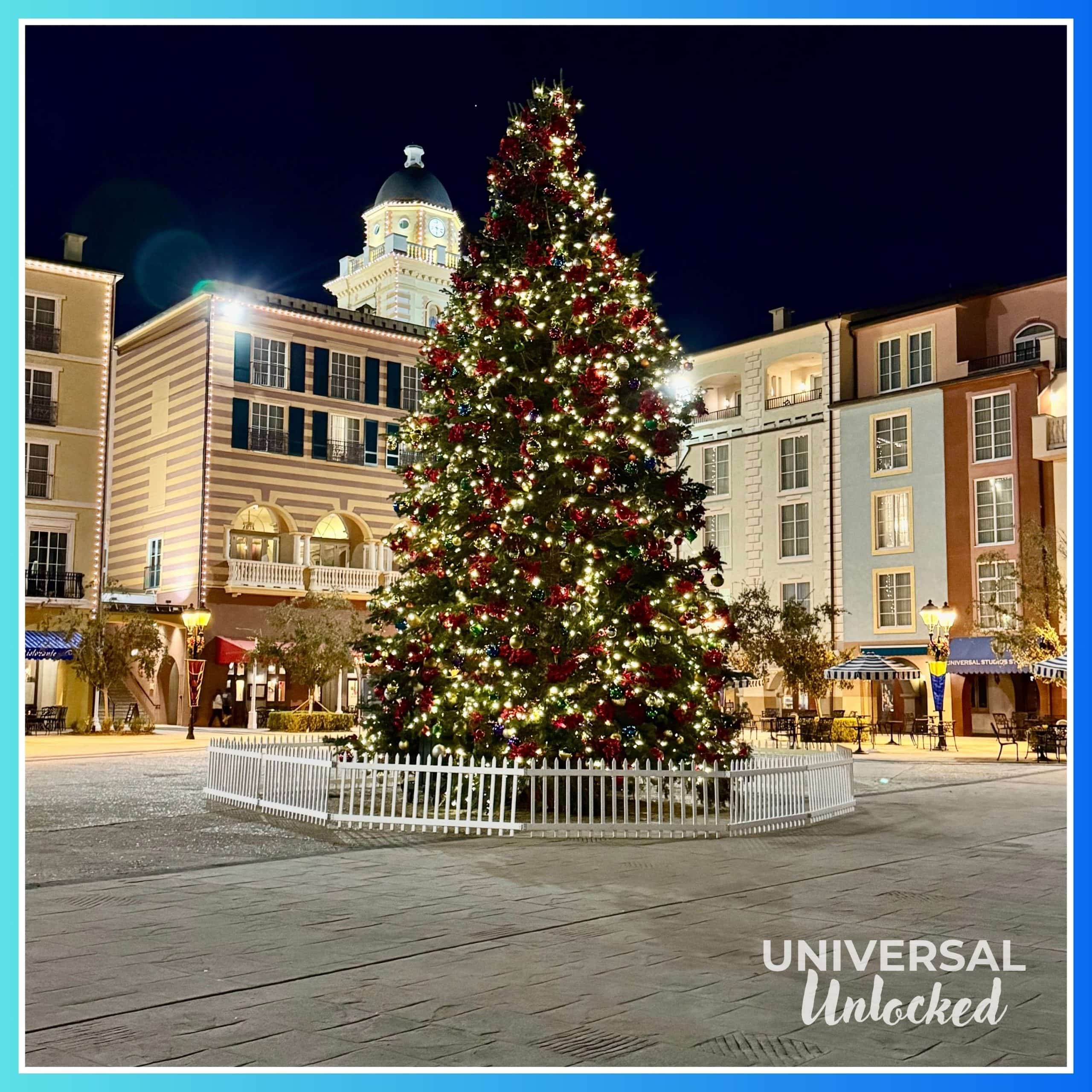 Holiday decor at Portofino Bay Hotel for the Universal Unlocked Loews Portofino Bay Hotel Review