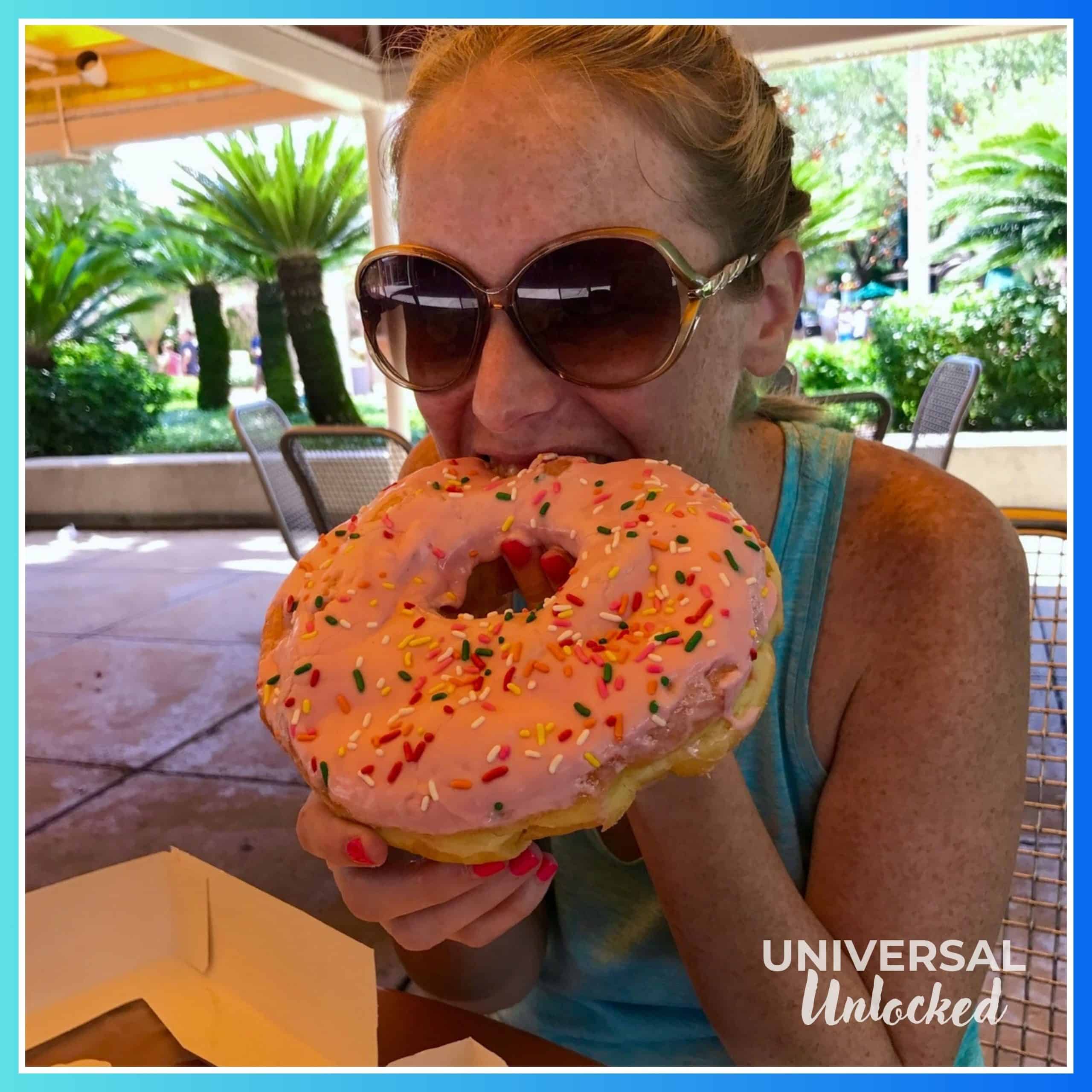 Laney eating the Big Pink Donut, pre Celiac diagnosis