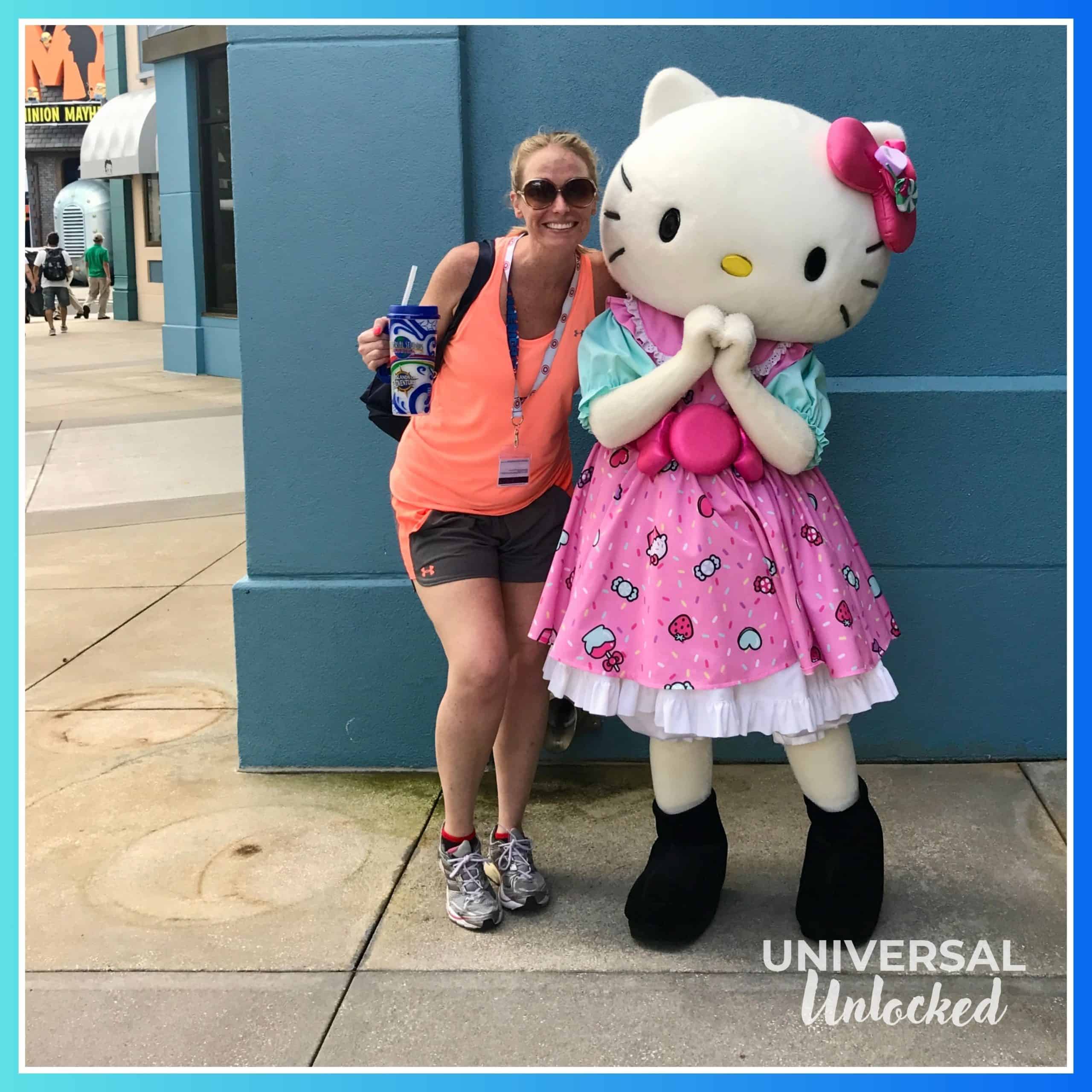 Laney with Hello Kitty at Universal Studios Florida for the About the Universal Orlando Expert page of Universal Unlocked