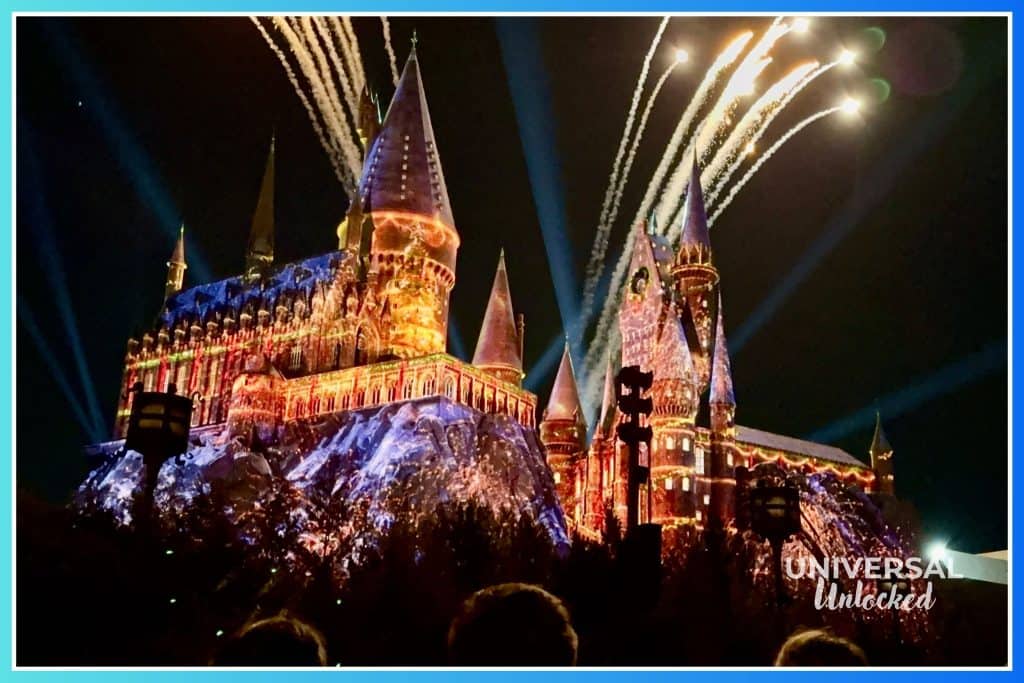 Hogwarts at Christmas Light Show at Hogwarts Castle in the Wizarding World of Harry Potter - Hogsmeade at Islands of Adventure