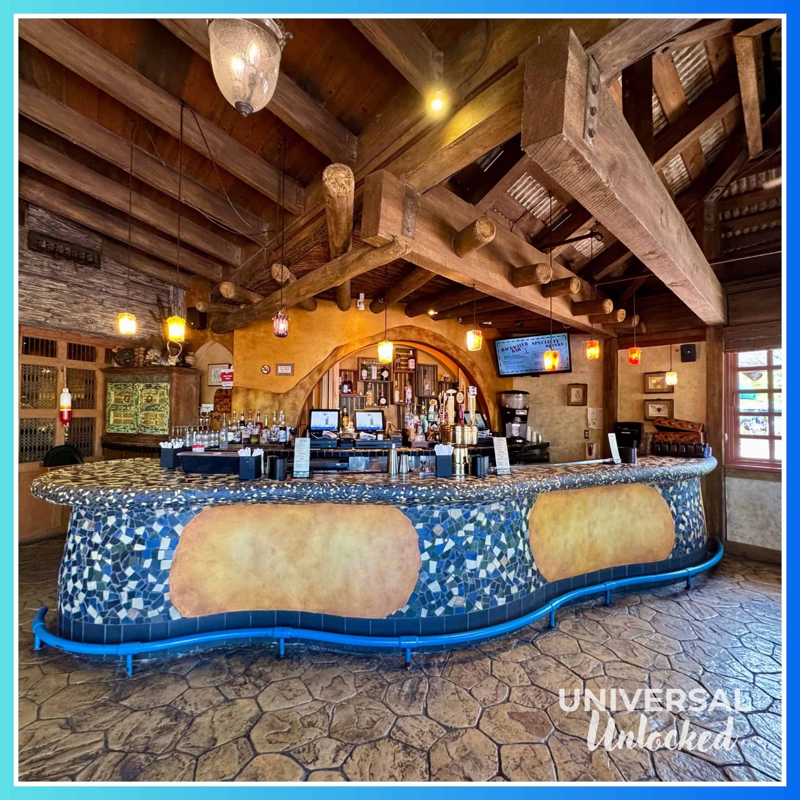 Inside Backwater Bar beside Confisco Grille