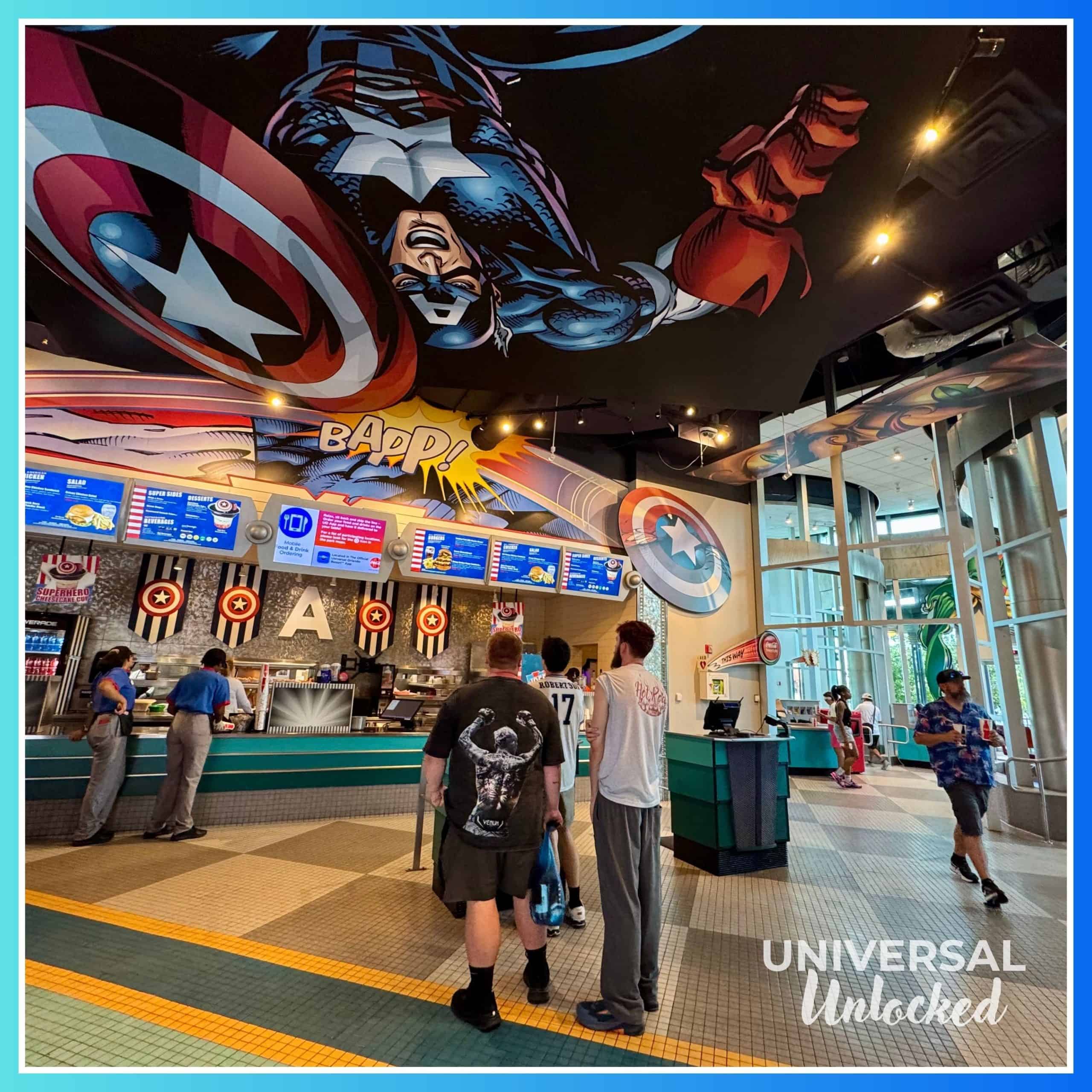 Inside Captain America Diner in Marvel Super Hero Island at Islands of Adventure