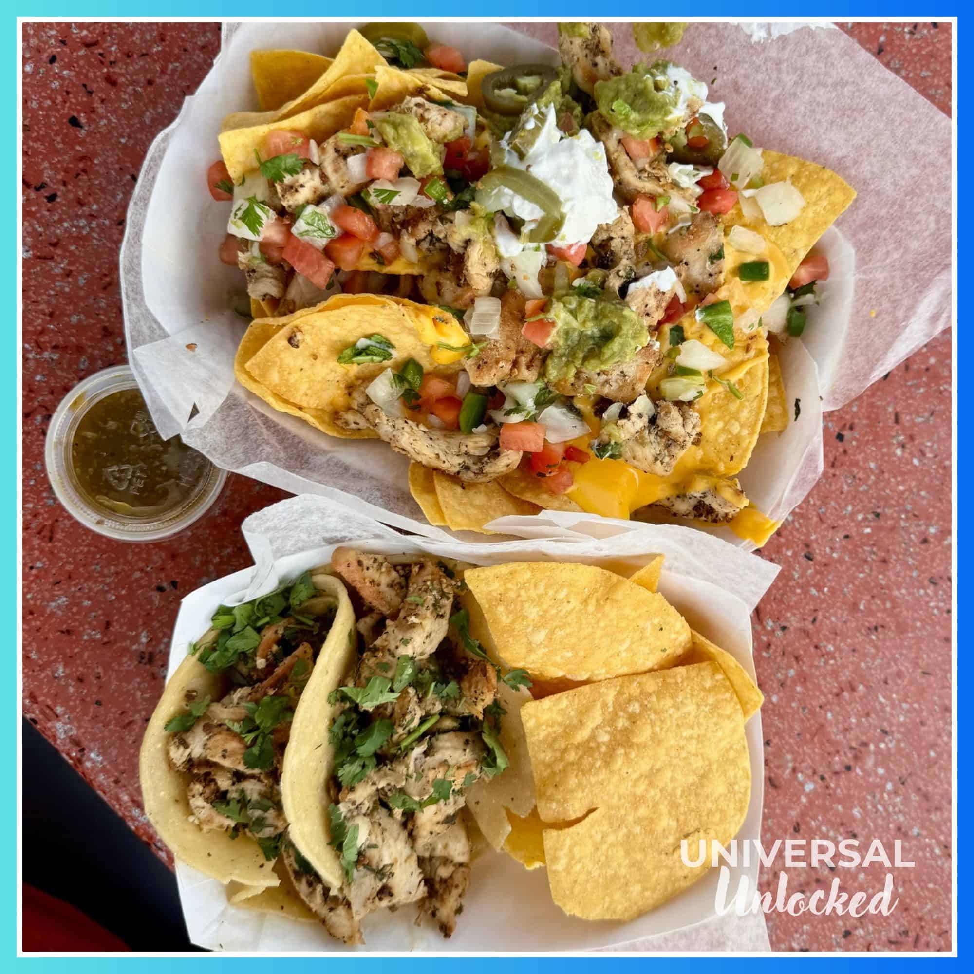 Celiac safe chicken tacos and nachos from Bumblebee