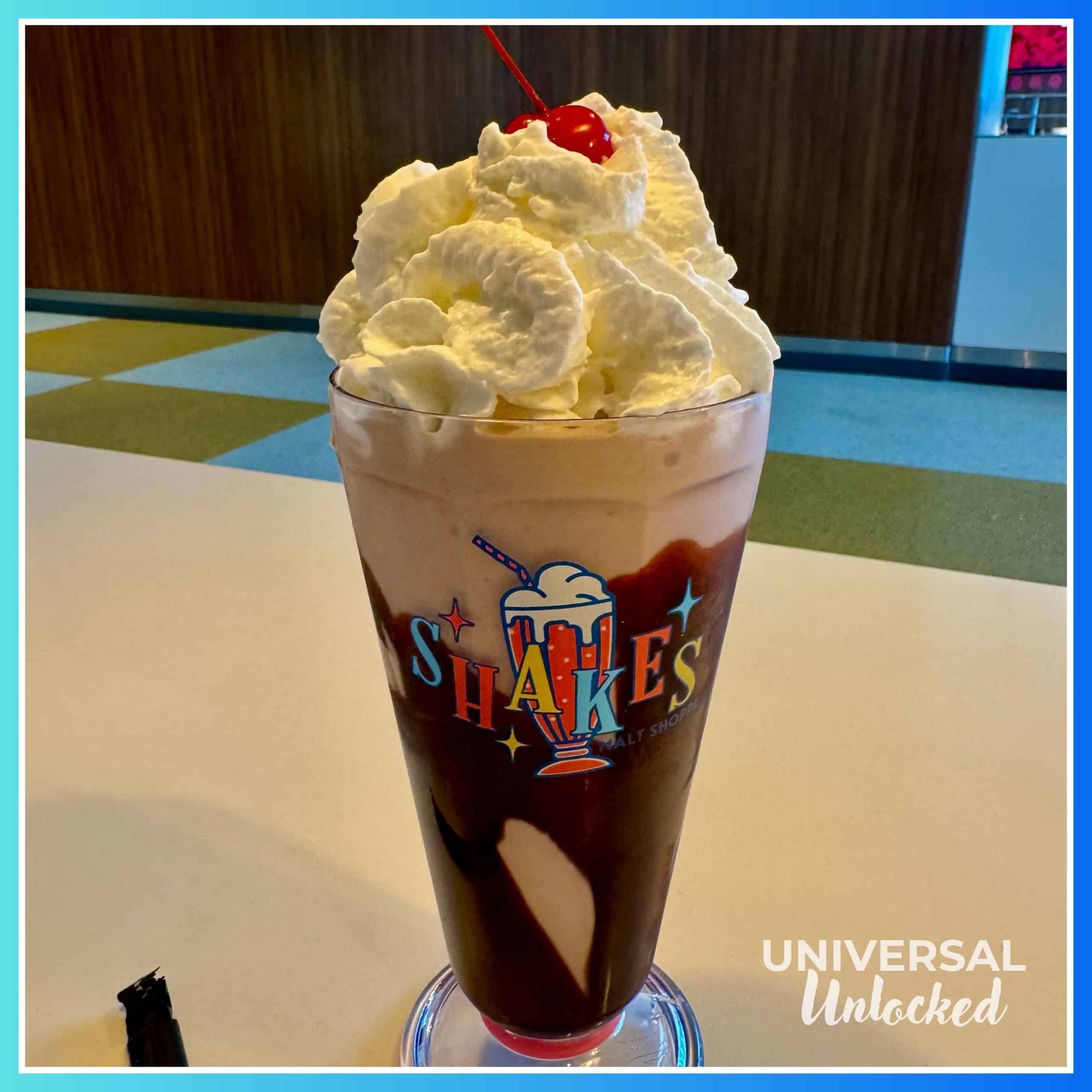 Adult milk shake at Shakes Malt Shoppe at Cabana Bay Beach Resort