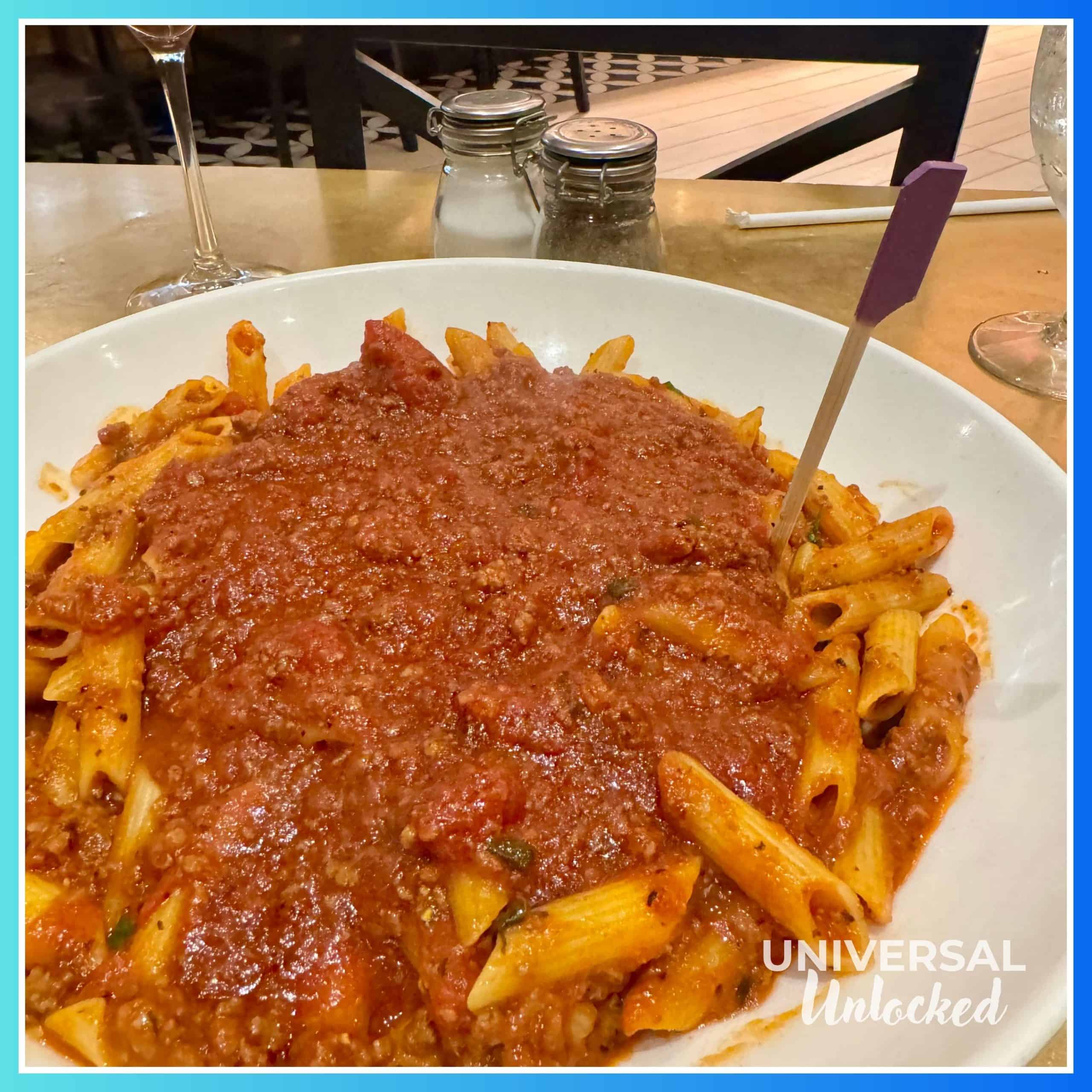 Penne bolognese at Vivo Italian Kitchen