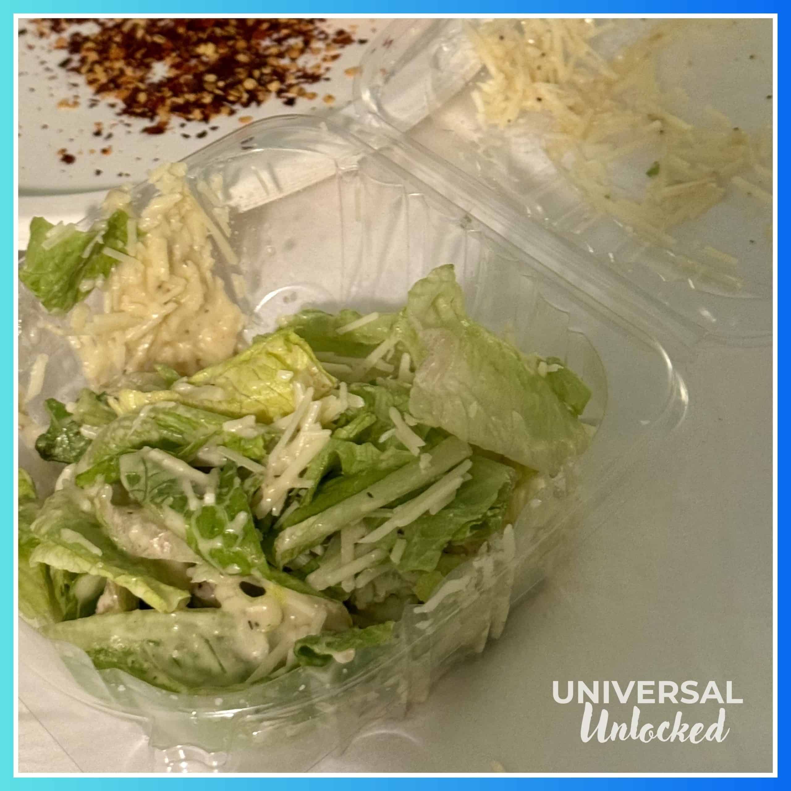 Gluten free Caesar salad from the pizza delivery service at Surfside Inn and Suites