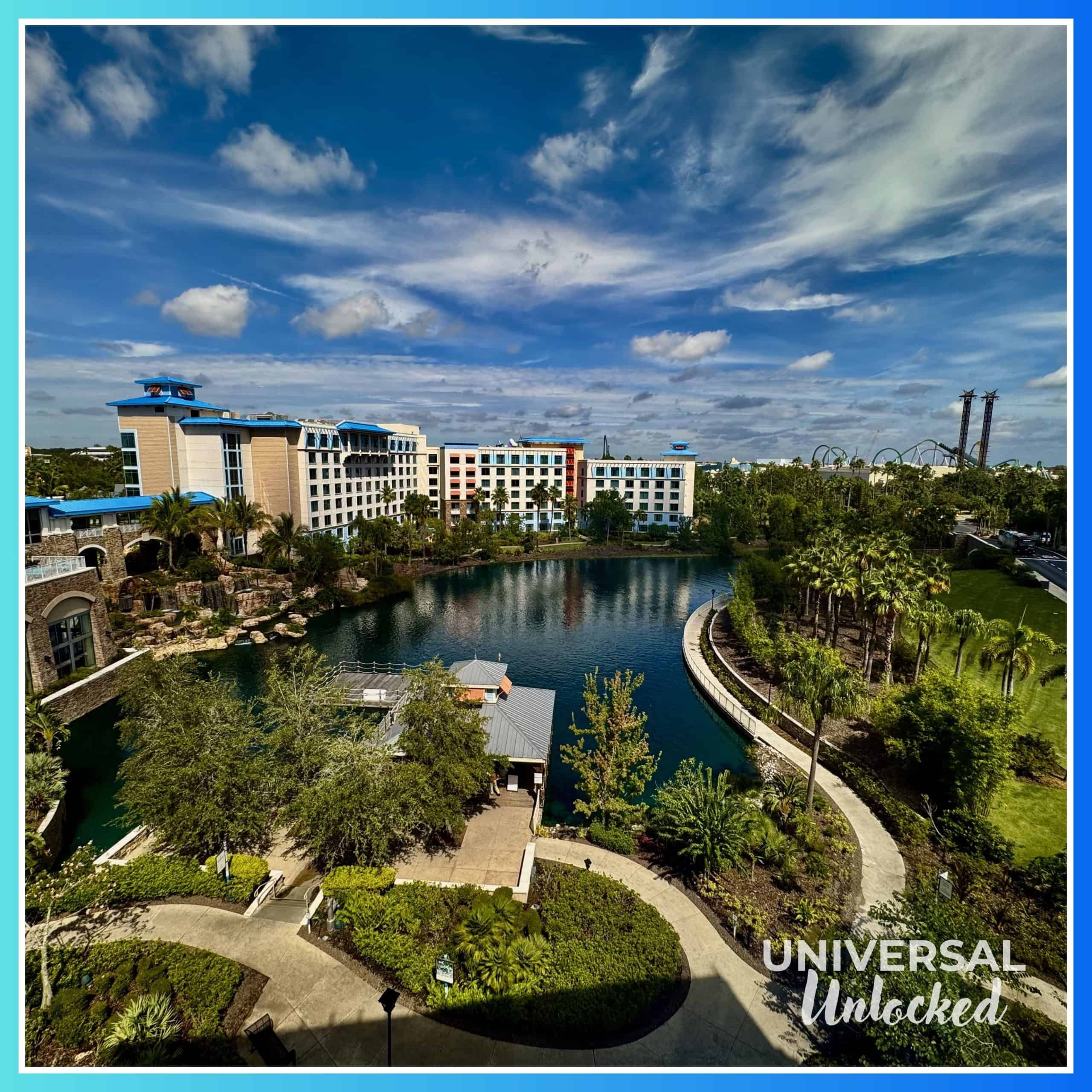 Lagoon view of Loews Sapphire Falls Resort