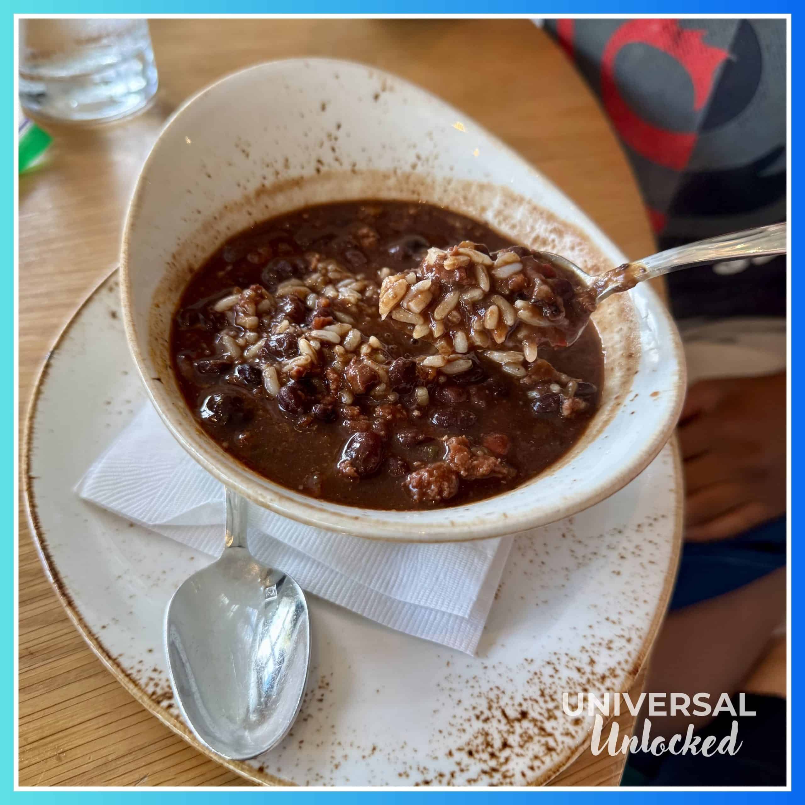 Gluten free black bean & chorizo soup at Amatista Cookhouse