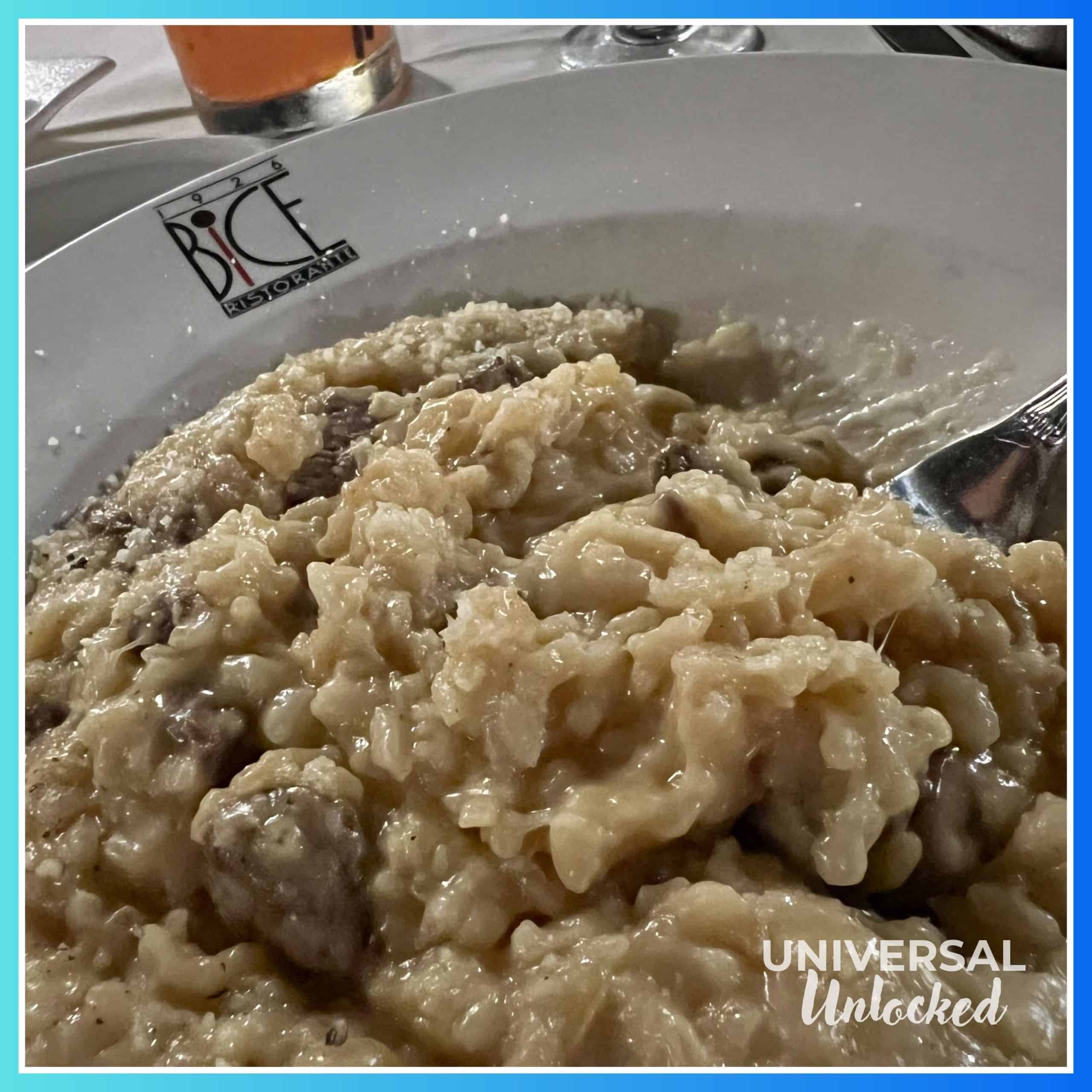 Celiac safe risotto at BICE Ristorante