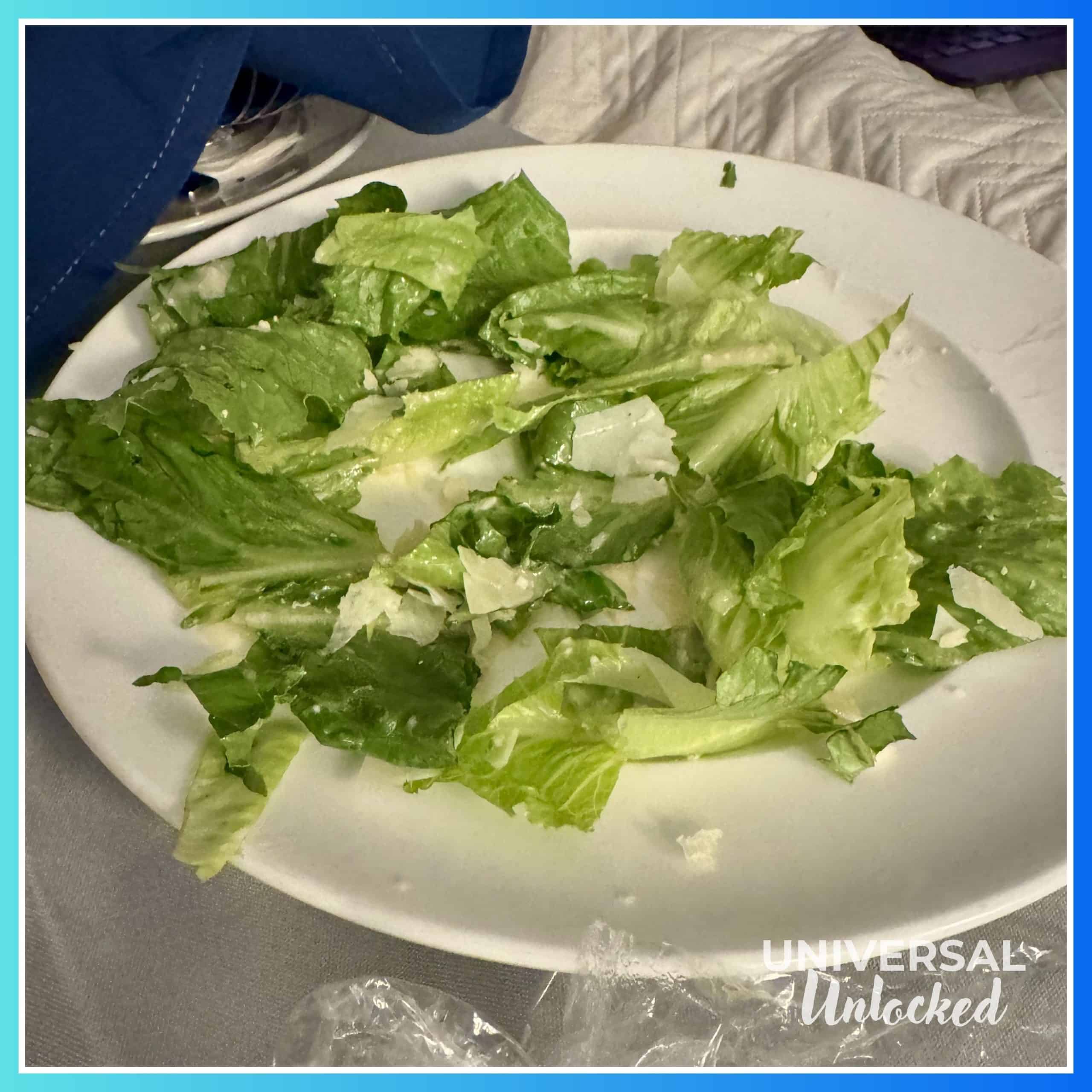 Gluten free Caesar salad from Sapphire Falls room service