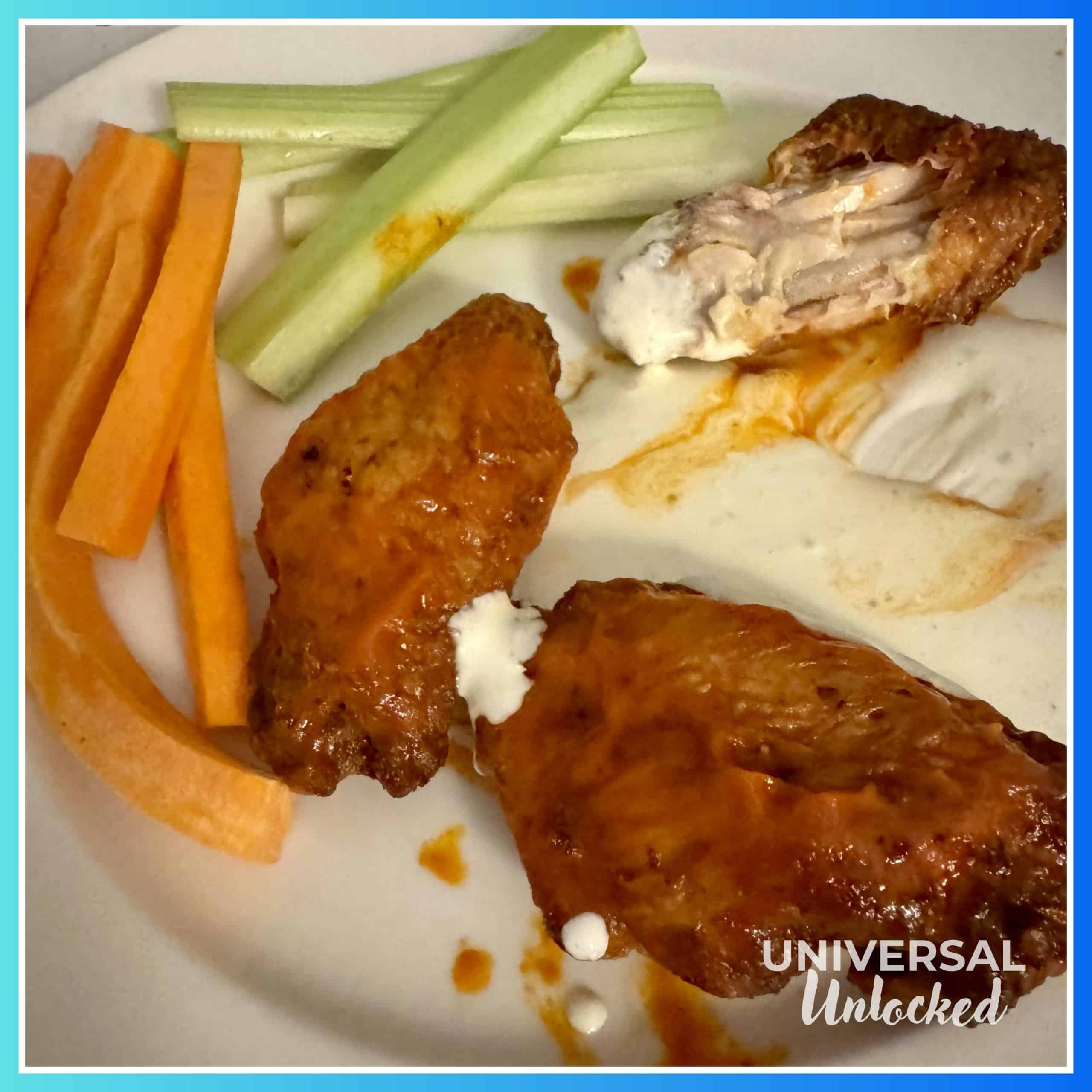 Gluten free Buffalo wings from Sapphire Falls room service