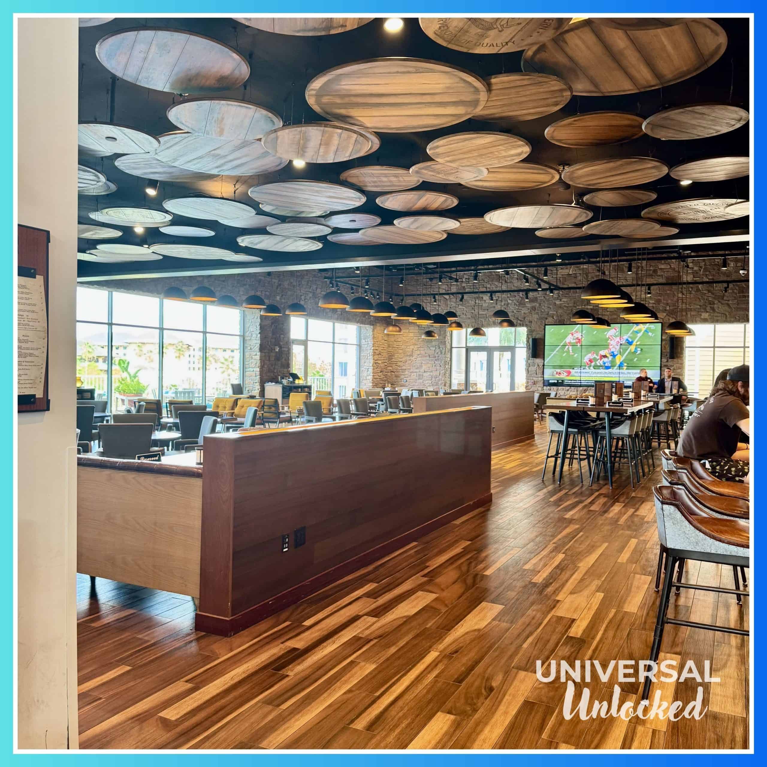 Inside Strong Water Tavern off the lobby at Loews Sapphire Falls Resort