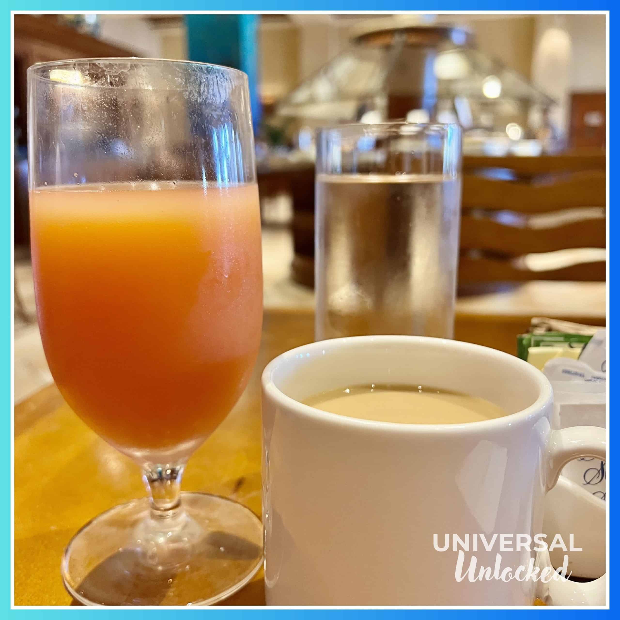 Gluten free breakfast drinks at Trattoria del Porto