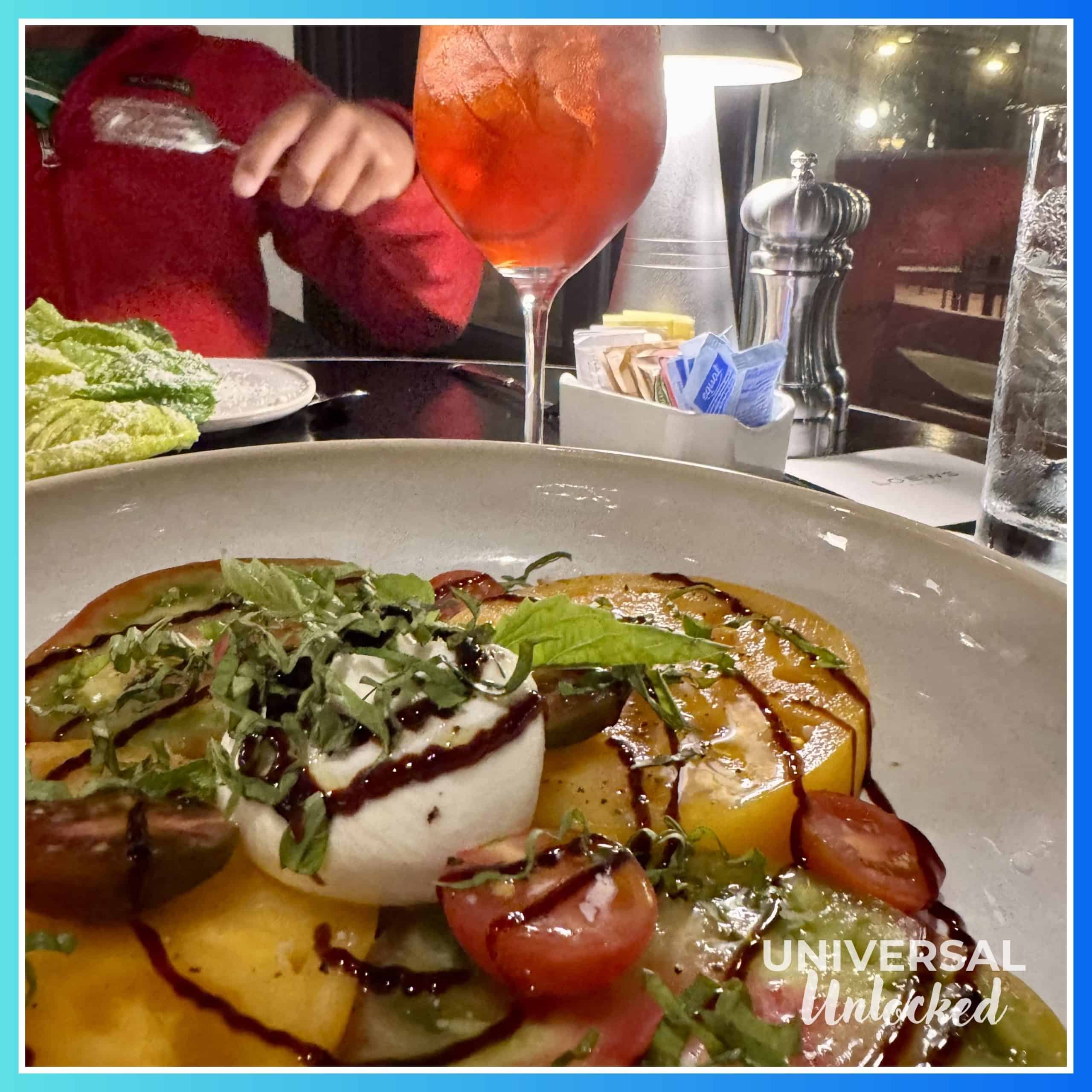 Gluten free caprese salad at Trattoria del Porto