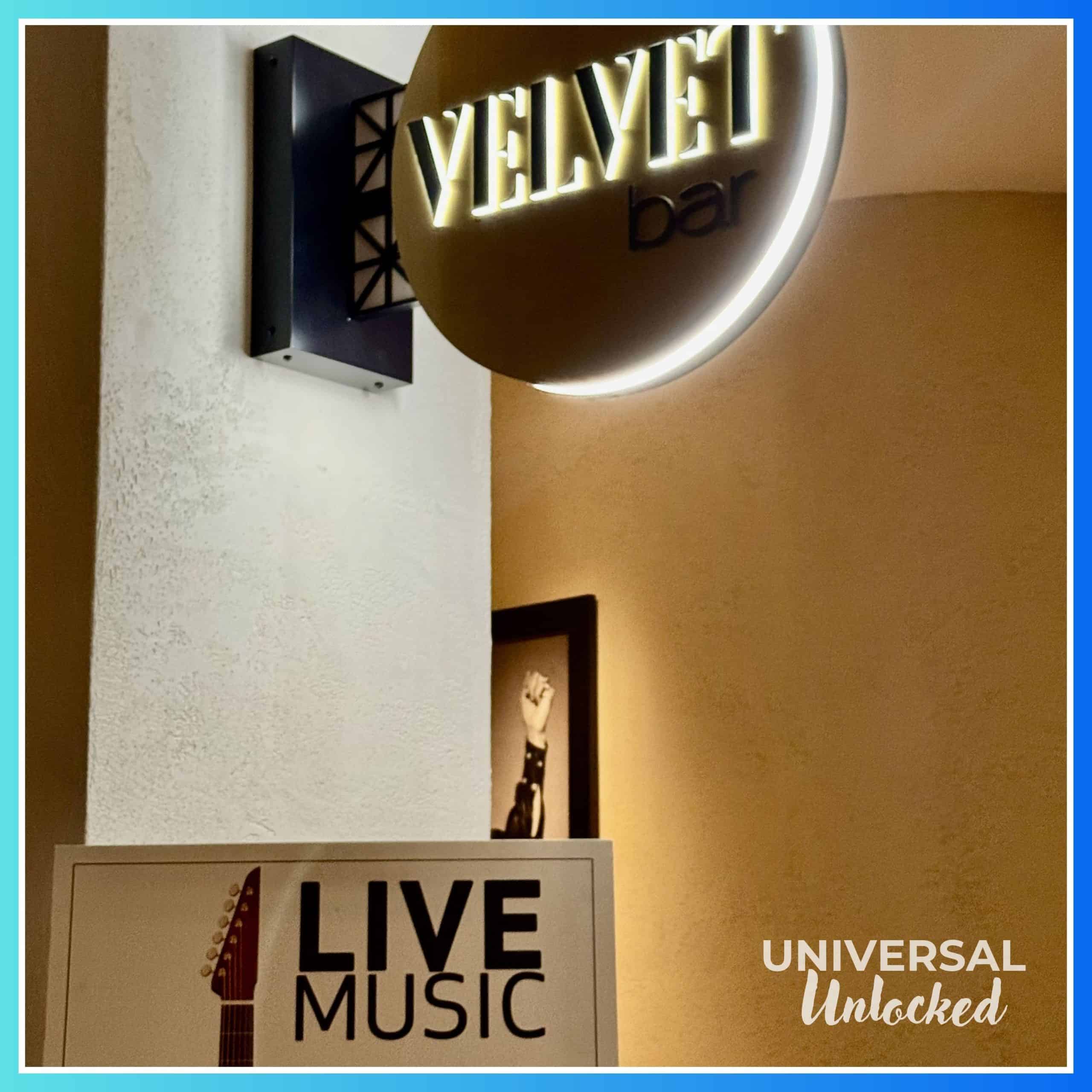 Outside the Velvet Bar in the lobby of the Hard Rock Hotel Orlando