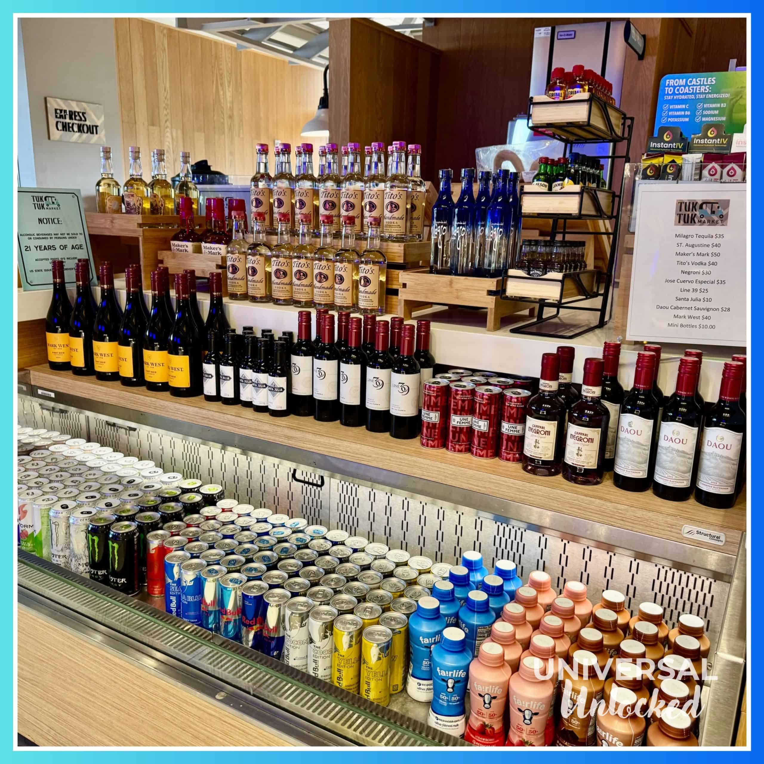 Liquor selection at Tuk Tuk Market